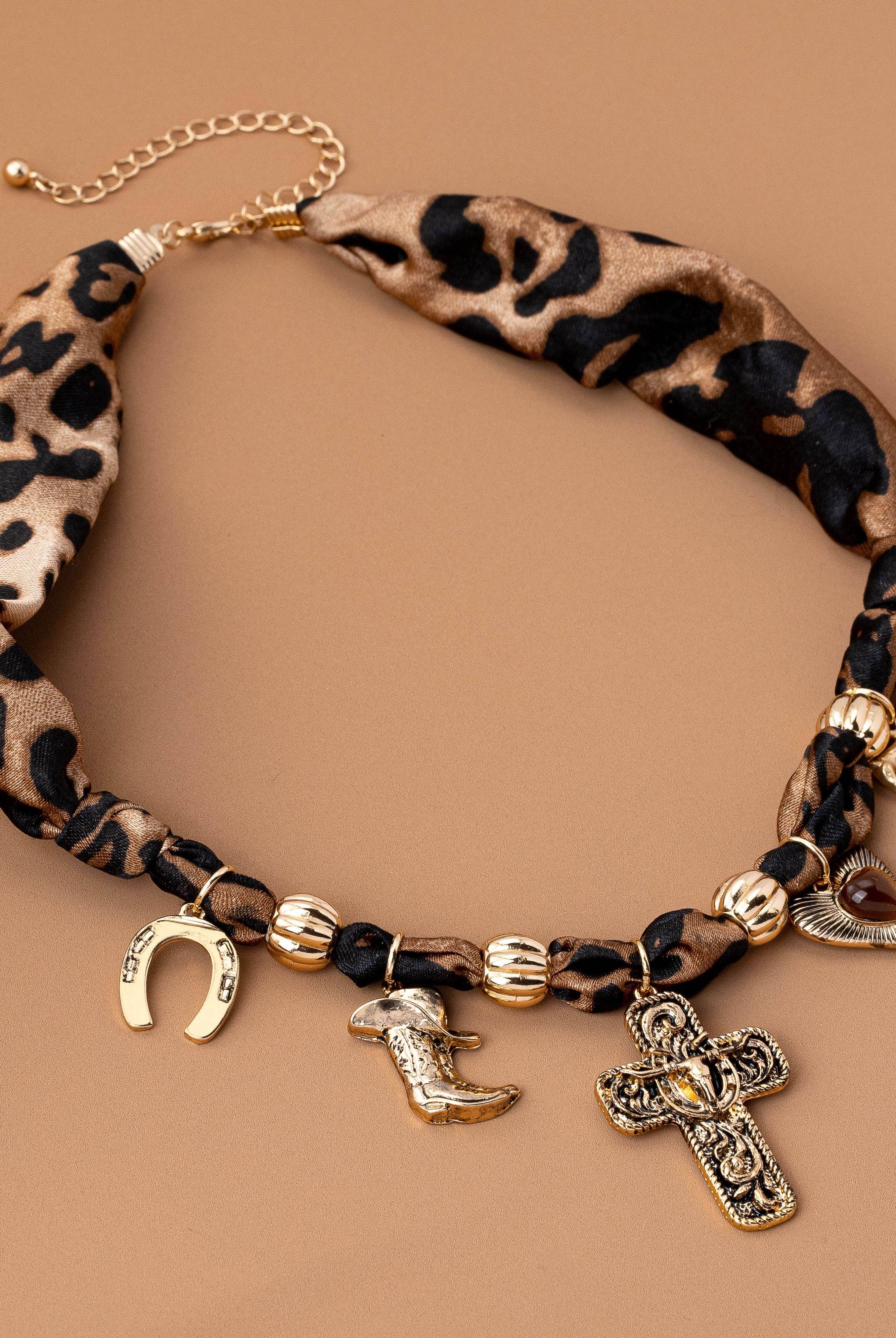 Animal Print Scarf Necklace-280 Accessories-JOSSLYN by wall to wall-The Lovely Closet, Women's Fashion Boutique in Alexandria, KY