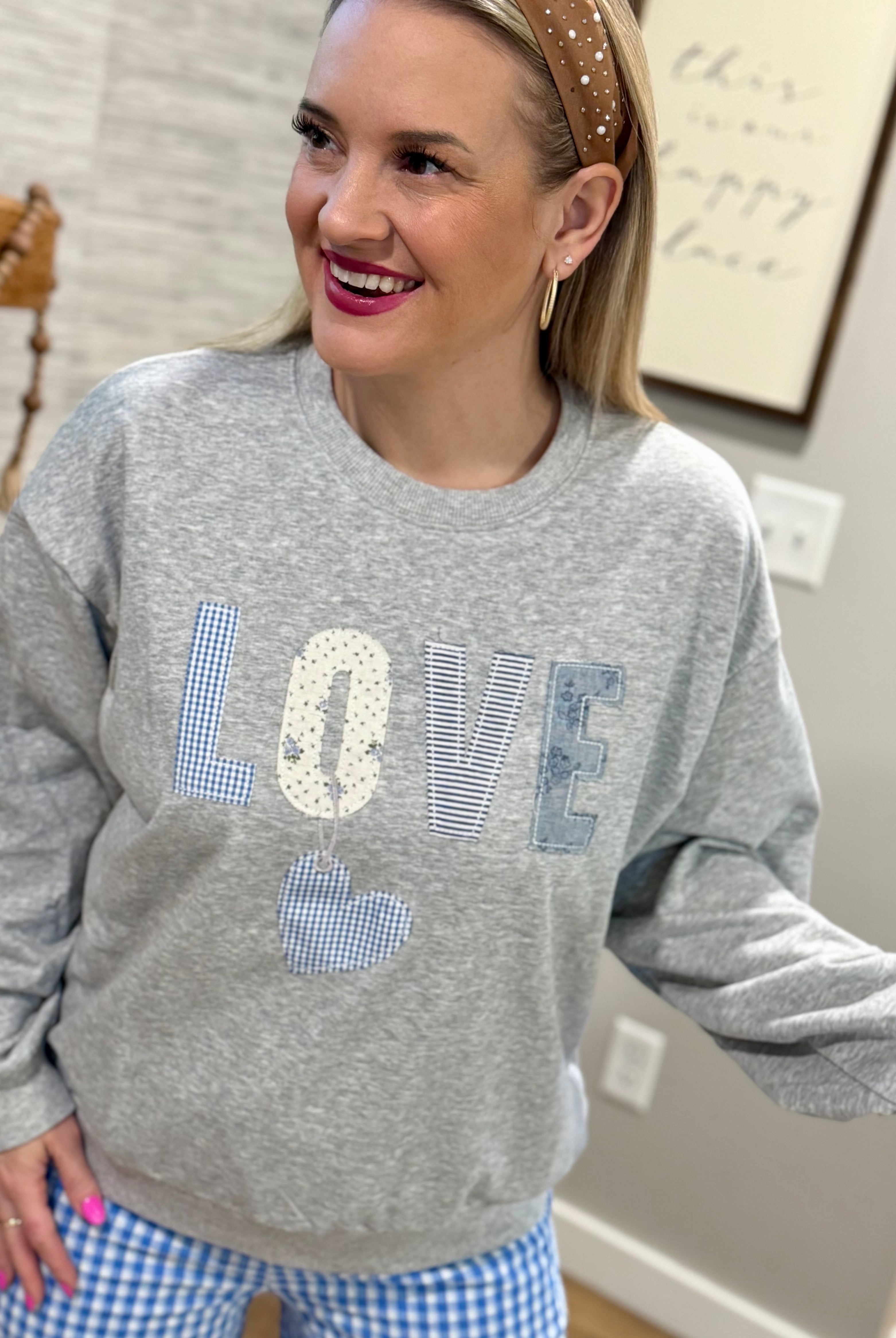 LOVE Appliqué Pullover-110 Long Sleeve Top-Main Strip-The Lovely Closet, Women's Fashion Boutique in Alexandria, KY