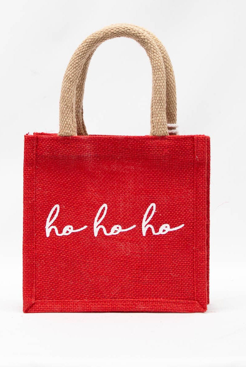 HoHoHo Petite Gift Tote Red/White-Tote Bags-The Royal Standard-The Lovely Closet, Women's Fashion Boutique in Alexandria, KY