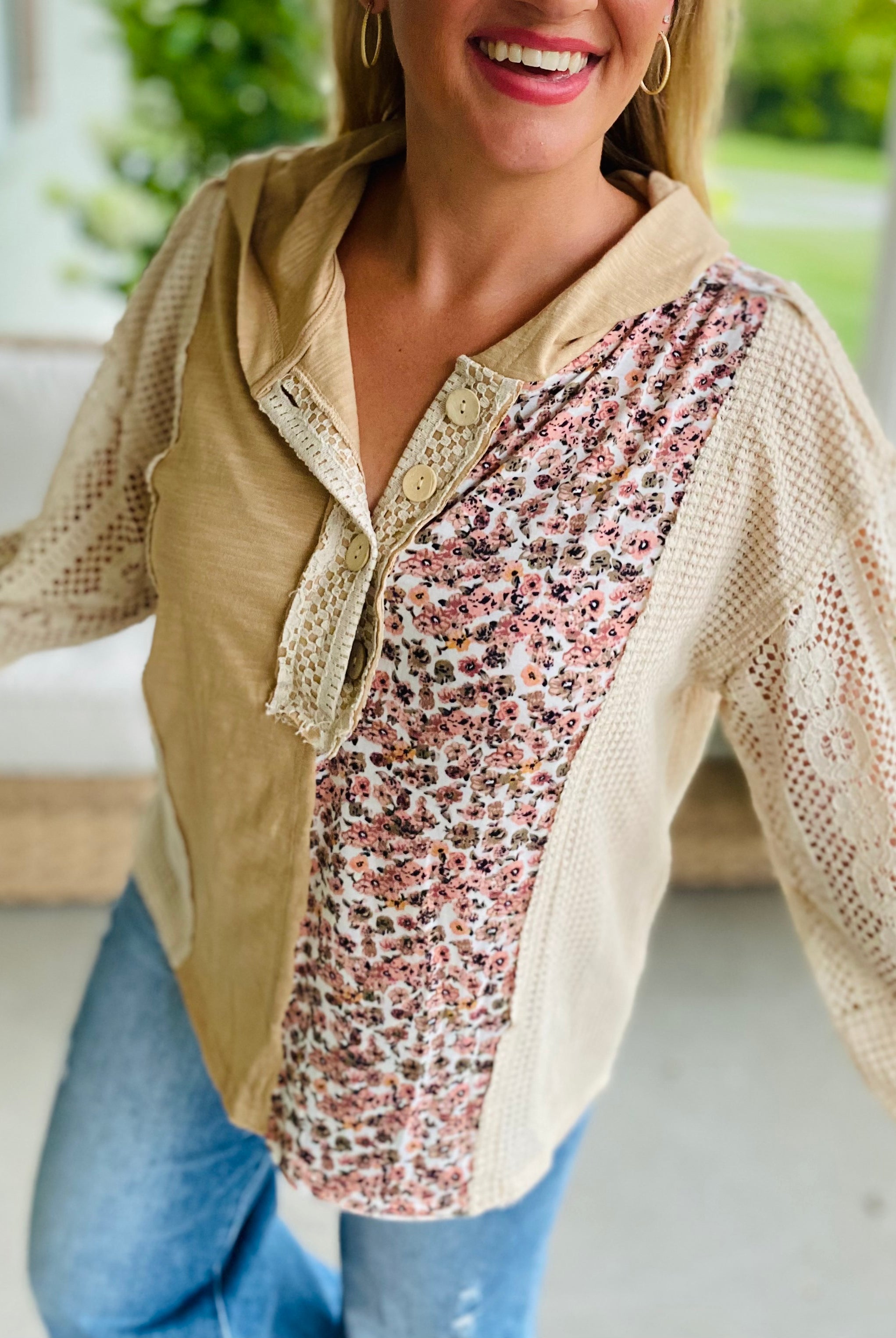 Harvest Lace Hoodie-110 Long Sleeve Top-GIGIO-The Lovely Closet, Women's Fashion Boutique in Alexandria, KY