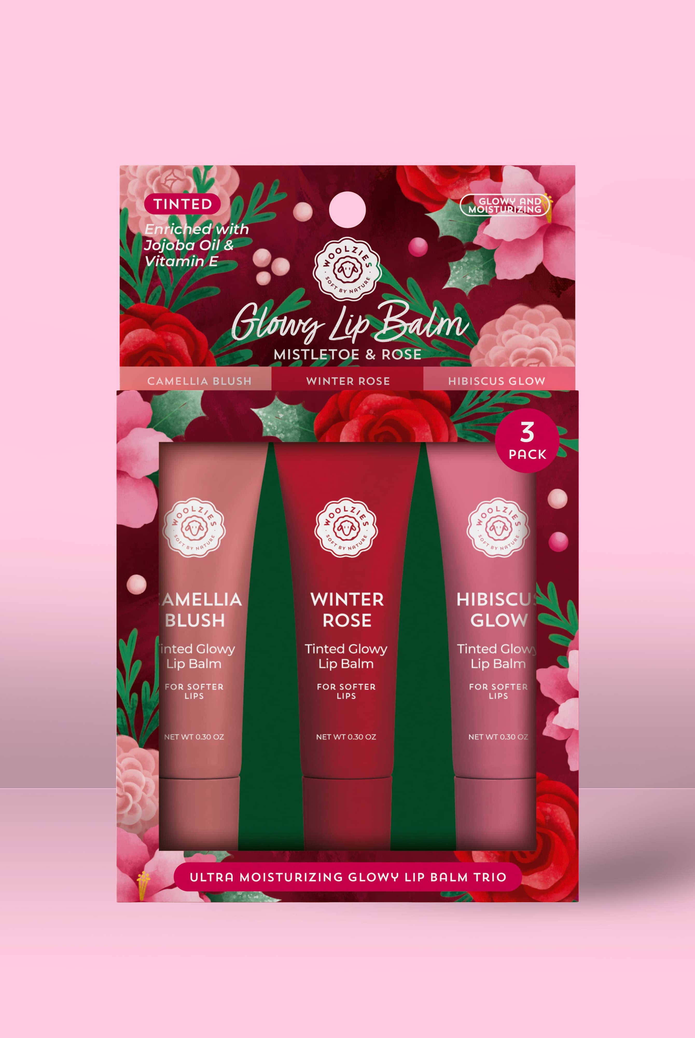 Mistletoe & Rose Glowy Lip Balm Trio-350 Holiday-Woolzies-The Lovely Closet, Women's Fashion Boutique in Alexandria, KY