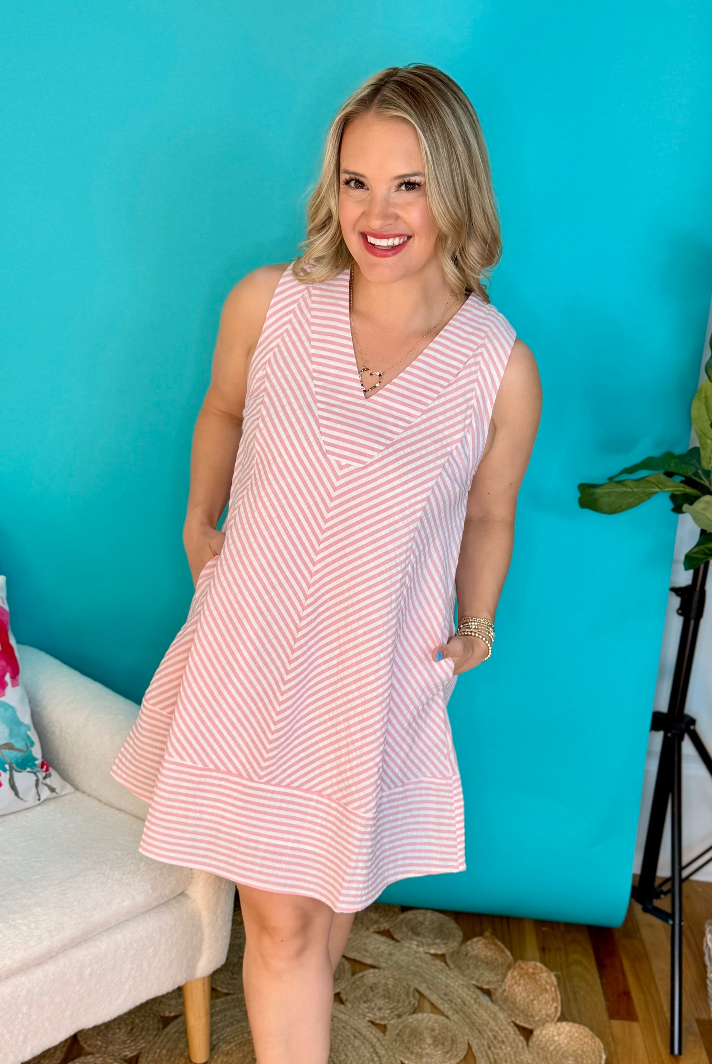 Candy Stripe Dress-180 Dresses-Umgee-The Lovely Closet, Women's Fashion Boutique in Alexandria, KY