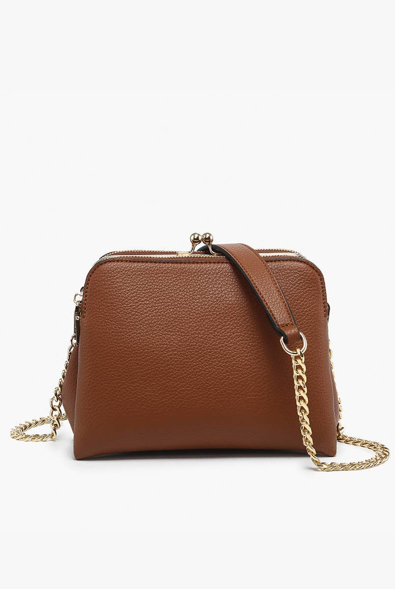 Kiva Kiss Lock Crossbody w/ Chain Strap - Merlot-290 Bag/Handbags-Jen & Co.-The Lovely Closet, Women's Fashion Boutique in Alexandria, KY