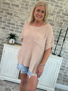 Surf and Sand Short Sleeve Sweater-140 Sweaters-The Lovely Closet-The Lovely Closet, Women's Fashion Boutique in Alexandria, KY