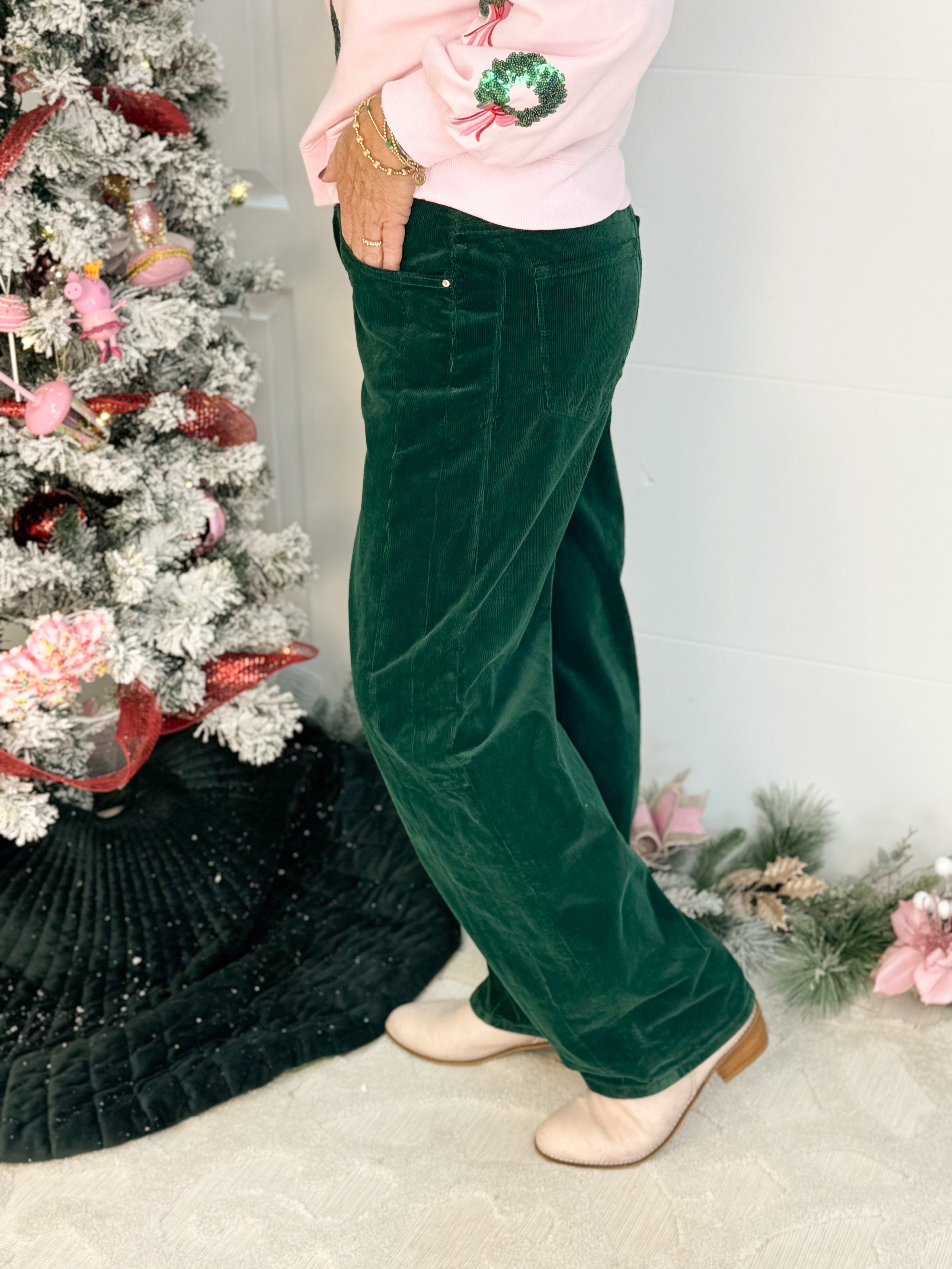 Risen High Rise Crop Barrel Leg Corduroy Pants-210 Jeans-Risen-The Lovely Closet, Women's Fashion Boutique in Alexandria, KY