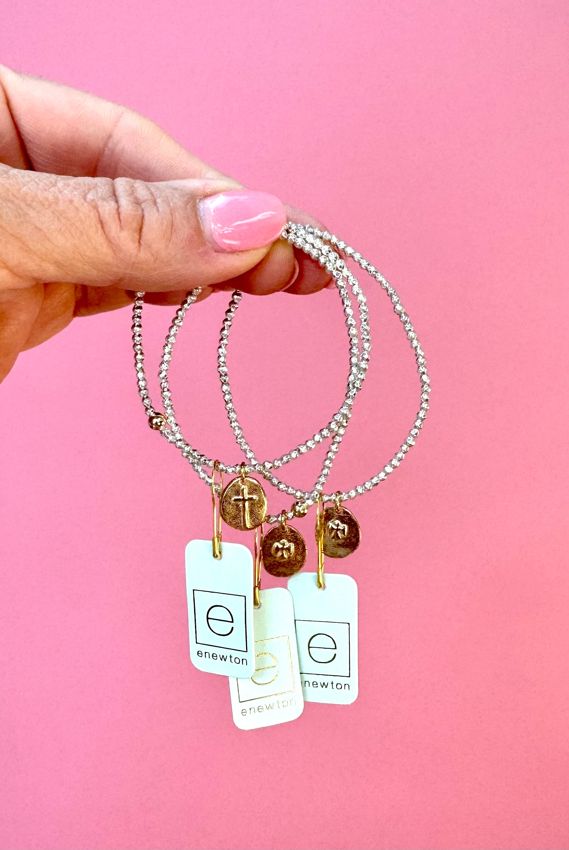 Bright Silver Hematite 2mm Inspire Small Gold Charm-260 eNewton-eNewton-The Lovely Closet, Women's Fashion Boutique in Alexandria, KY