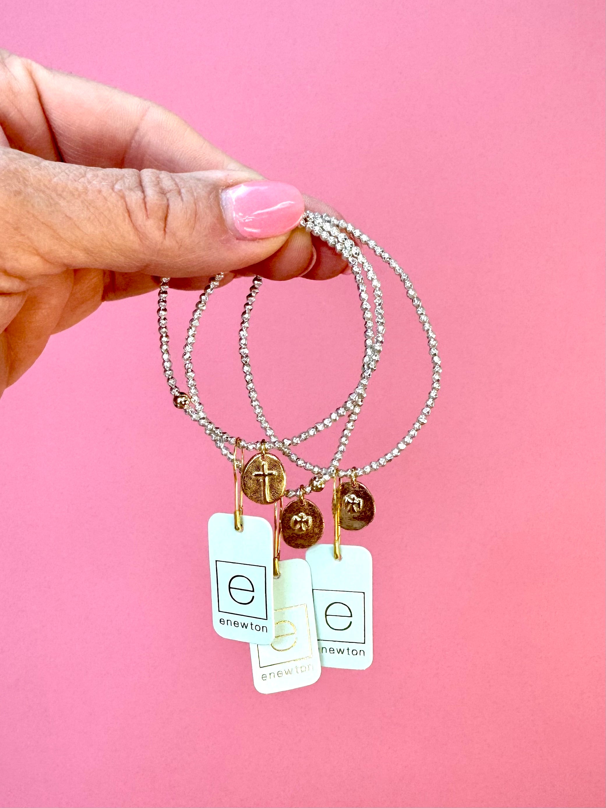 Bright Silver Hematite 2mm Inspire Small Gold Charm-260 eNewton-eNewton-The Lovely Closet, Women's Fashion Boutique in Alexandria, KY