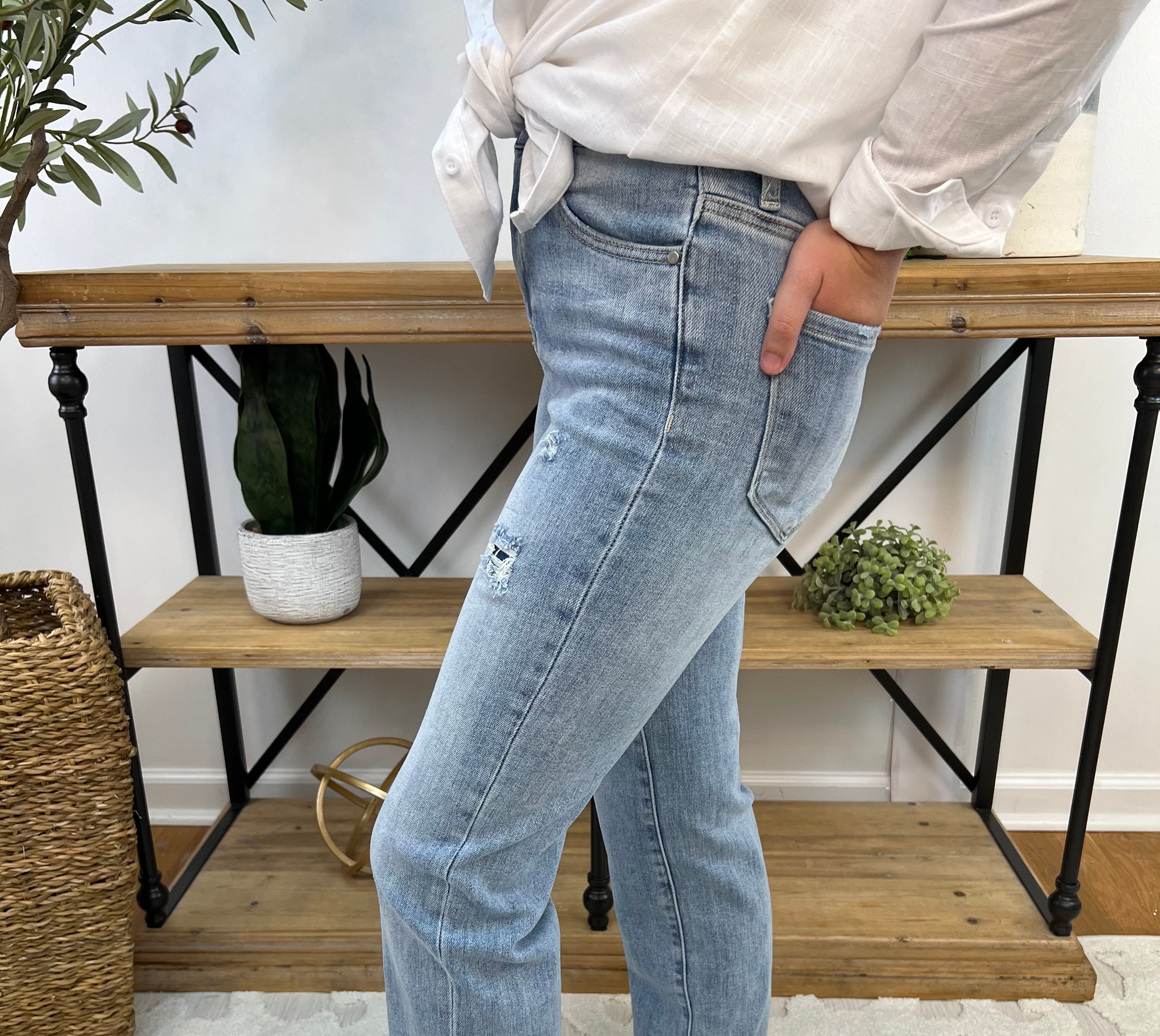 RISEN - High Rise Light Wash Mega Cuff-210 Jeans-Risen-The Lovely Closet, Women's Fashion Boutique in Alexandria, KY