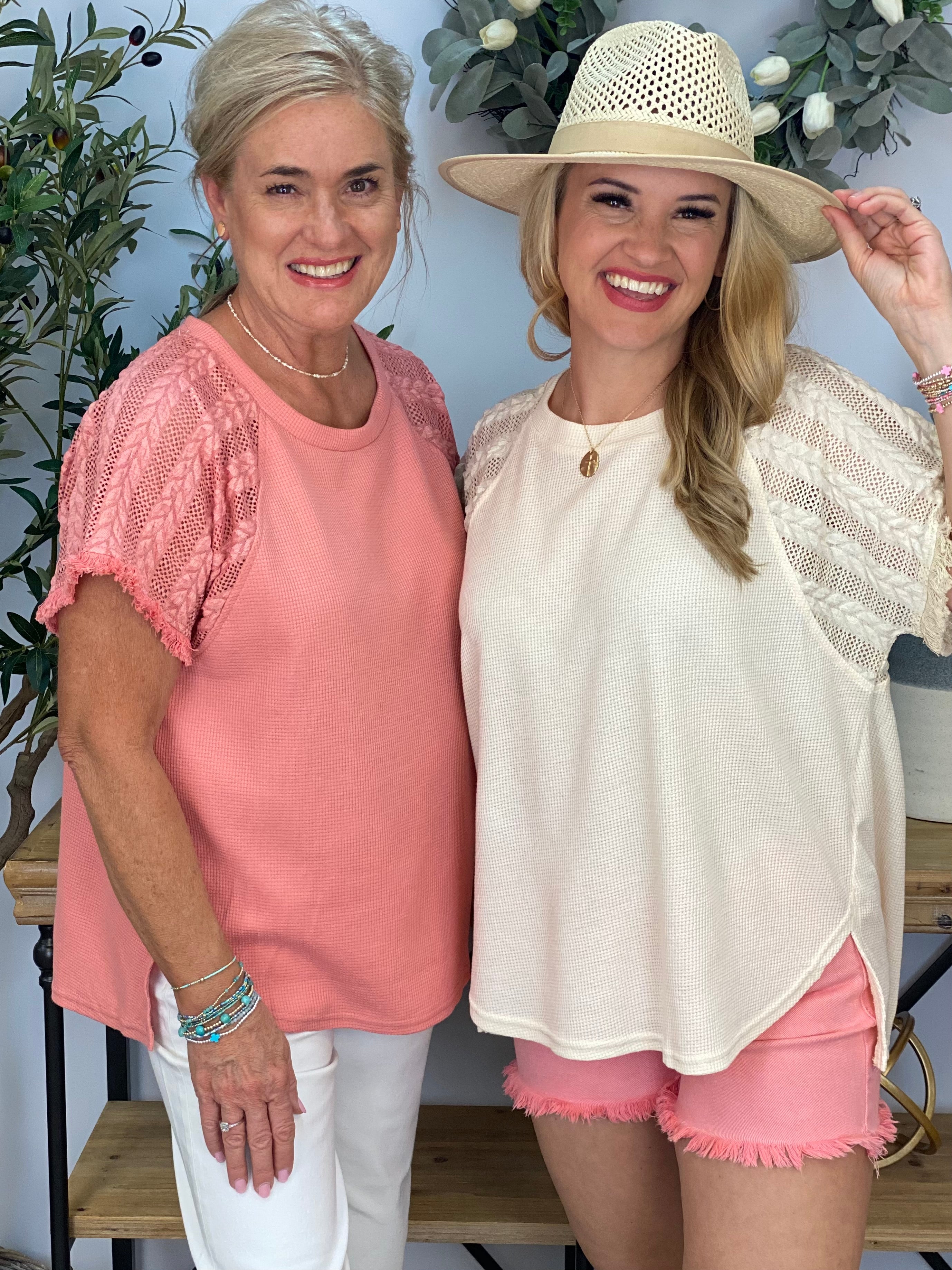 All in the Details Top - Coral-100 Short Sleeve Tops-The Lovely Closet-The Lovely Closet, Women's Fashion Boutique in Alexandria, KY