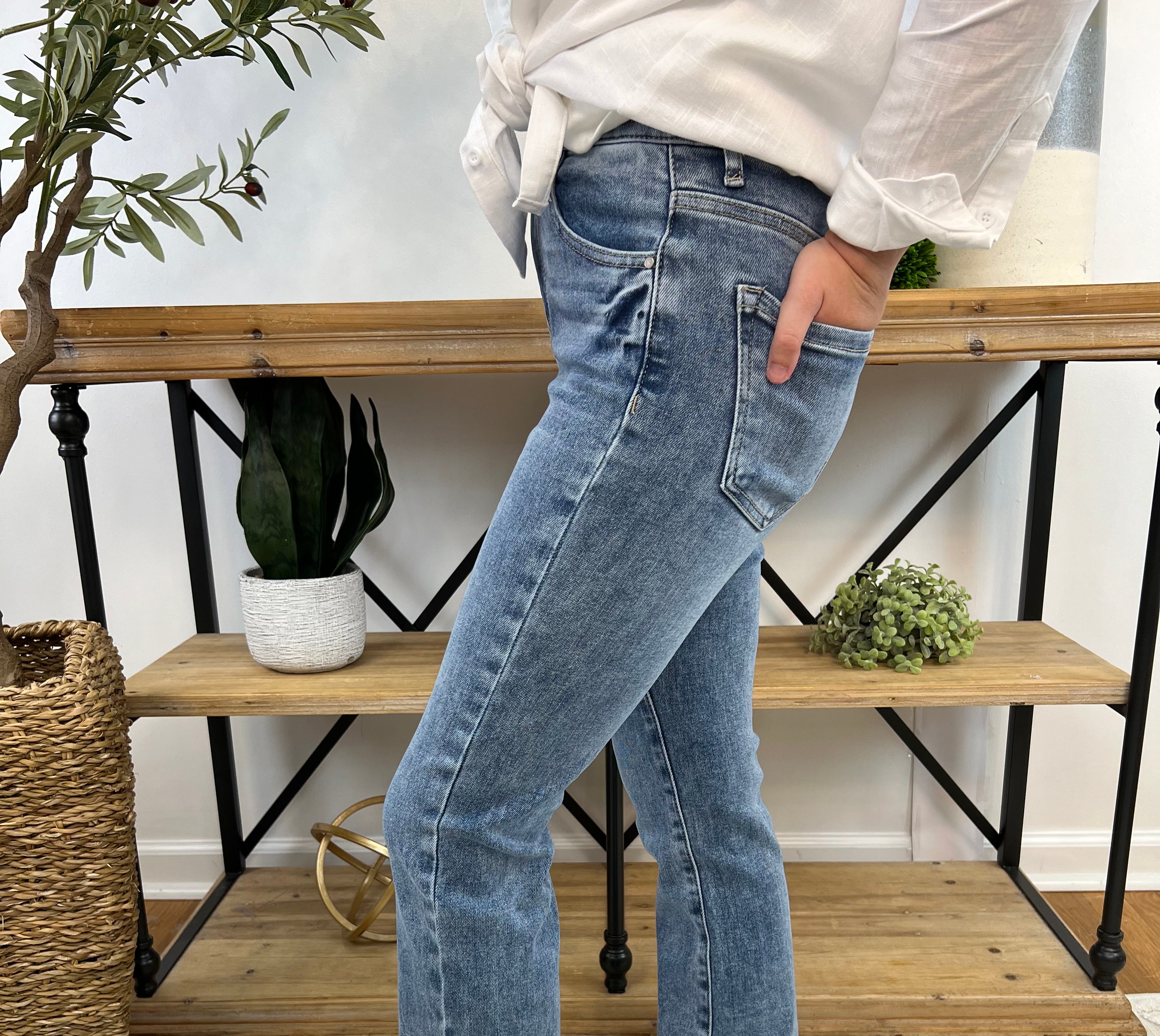 Risen - High Rise Relaxed Straight Jeans-210 Jeans-Risen-The Lovely Closet, Women's Fashion Boutique in Alexandria, KY