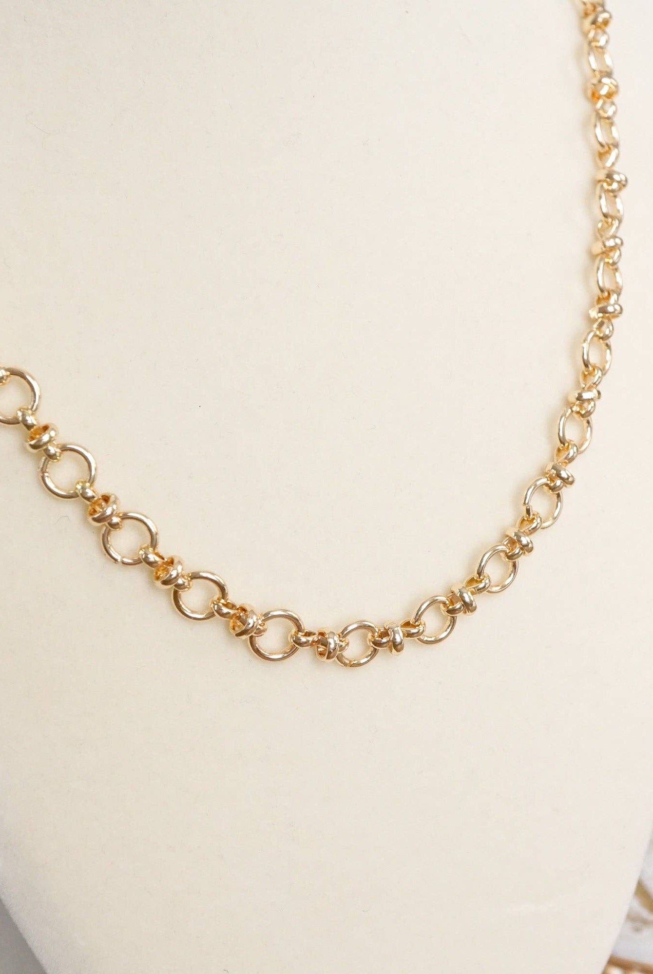 Fancy Ring Chain Necklace – Gold Tone-250 Jewelry-PennyLine inc-The Lovely Closet, Women's Fashion Boutique in Alexandria, KY