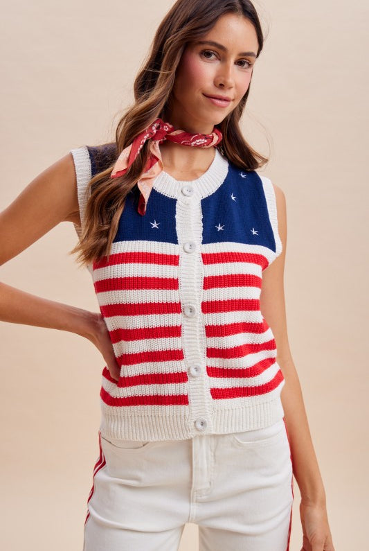 All American Girl Sweater Tank Top-120 Sleeveless Tops-Anniewear-The Lovely Closet, Women's Fashion Boutique in Alexandria, KY