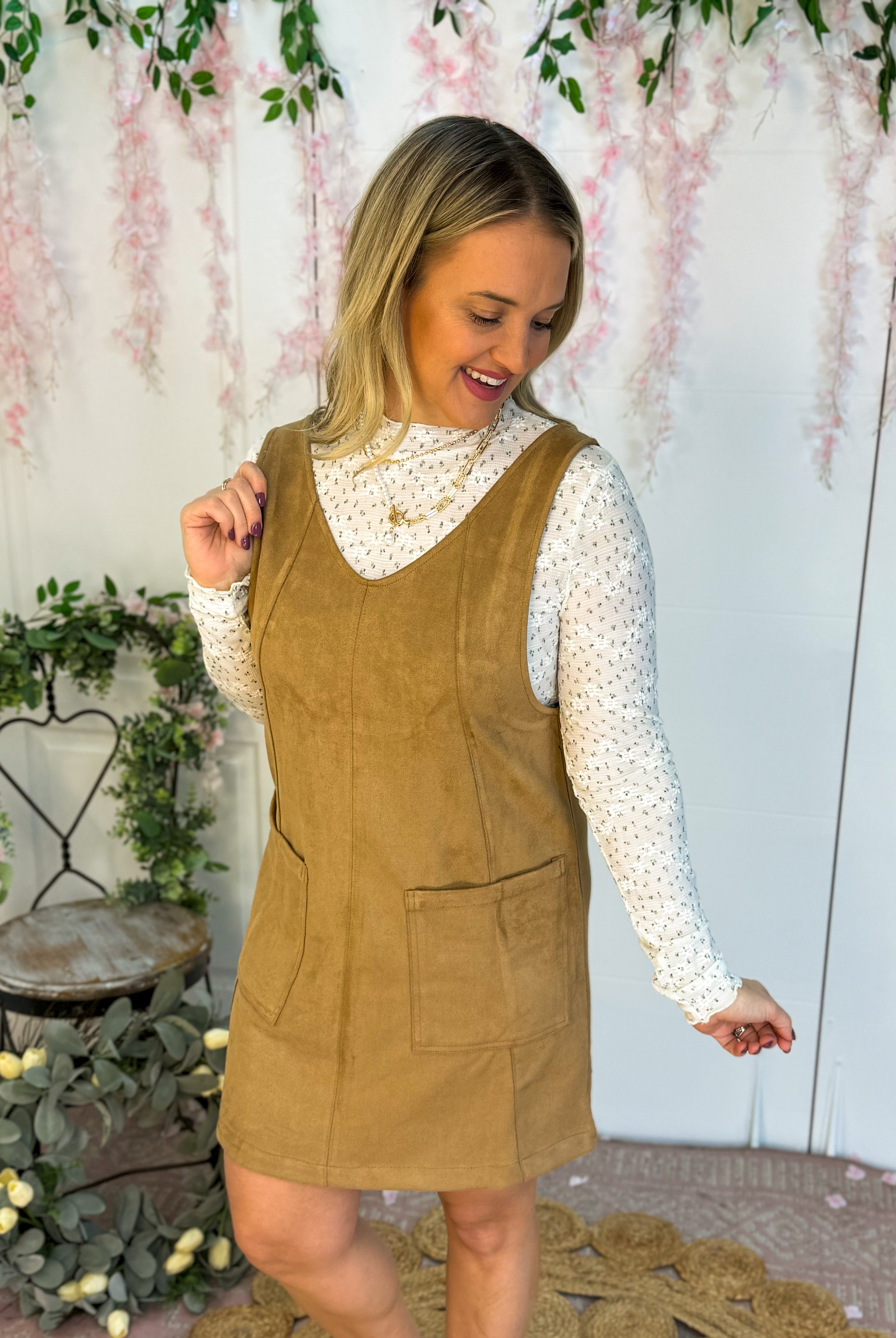 Faux Suede Jumper-180 Dresses-The Lovely Closet-The Lovely Closet, Women's Fashion Boutique in Alexandria, KY