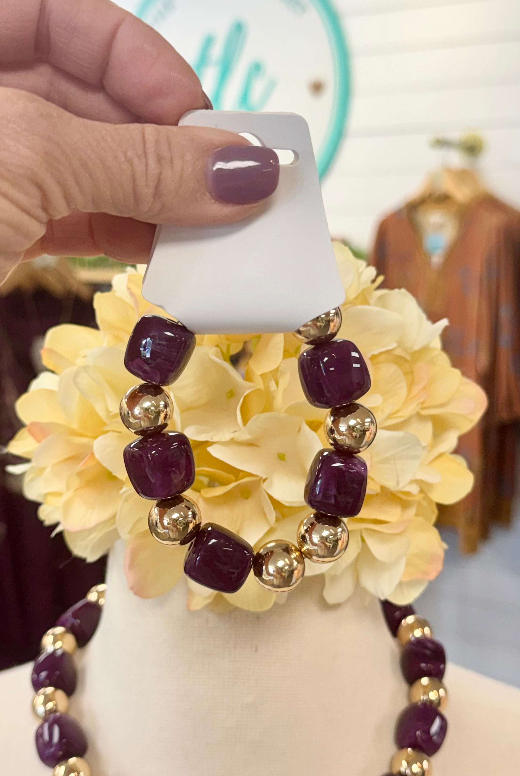 Blackberry Fudge Candy Bead Bracelet-280 Accessories-The Lovely Closet-The Lovely Closet, Women's Fashion Boutique in Alexandria, KY