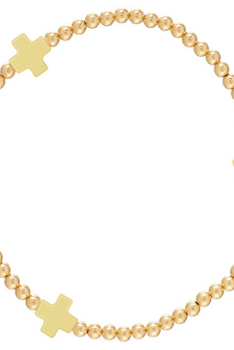 Signature Cross Gold Pattern 3mm Bead Bracelet-260 eNewton-eNewton-The Lovely Closet, Women's Fashion Boutique in Alexandria, KY