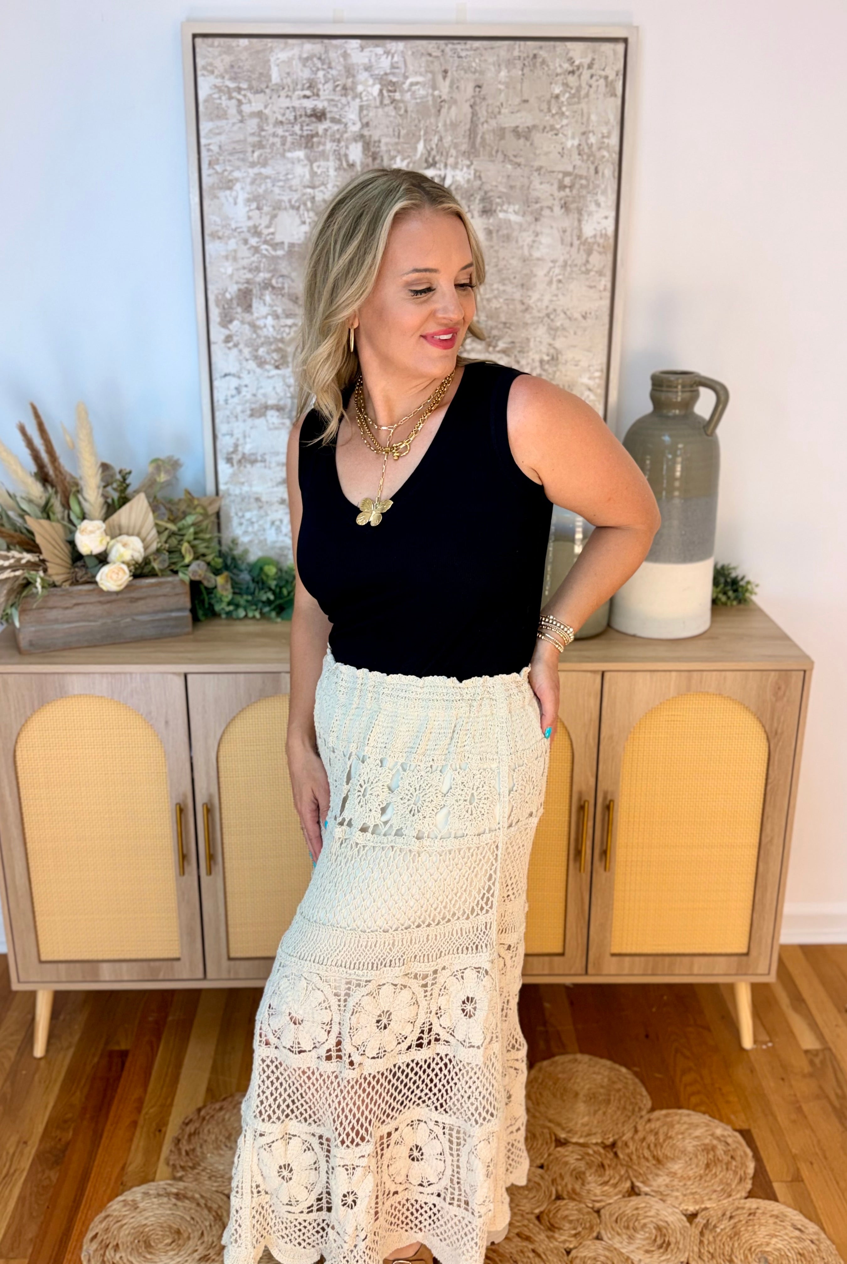 Sandy Toes Midi Skirt-230 Skirts/Shorts-Doe and Rae-The Lovely Closet, Women's Fashion Boutique in Alexandria, KY