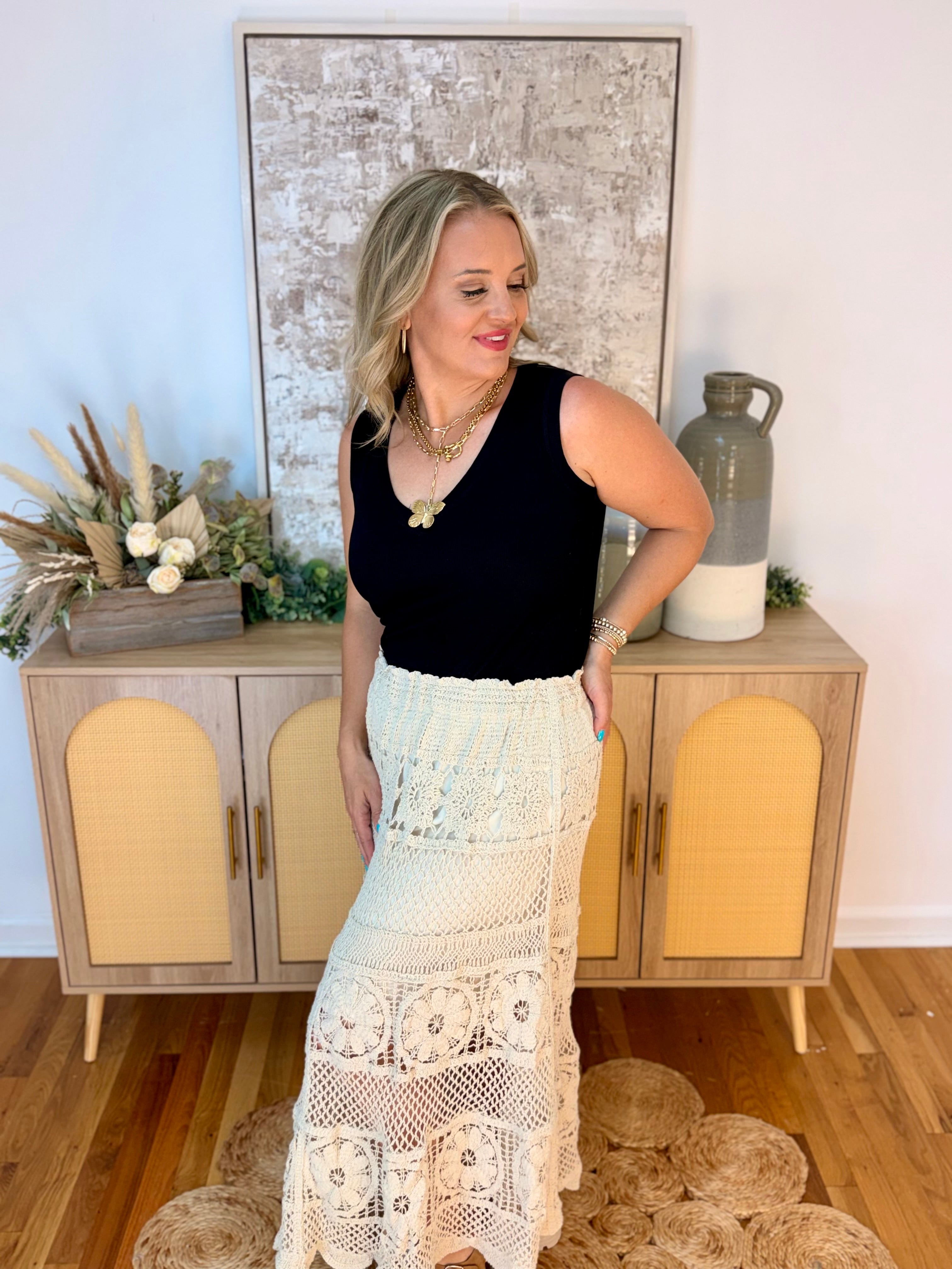Sandy Toes Midi Skirt-230 Skirts/Shorts-Doe and Rae-The Lovely Closet, Women's Fashion Boutique in Alexandria, KY