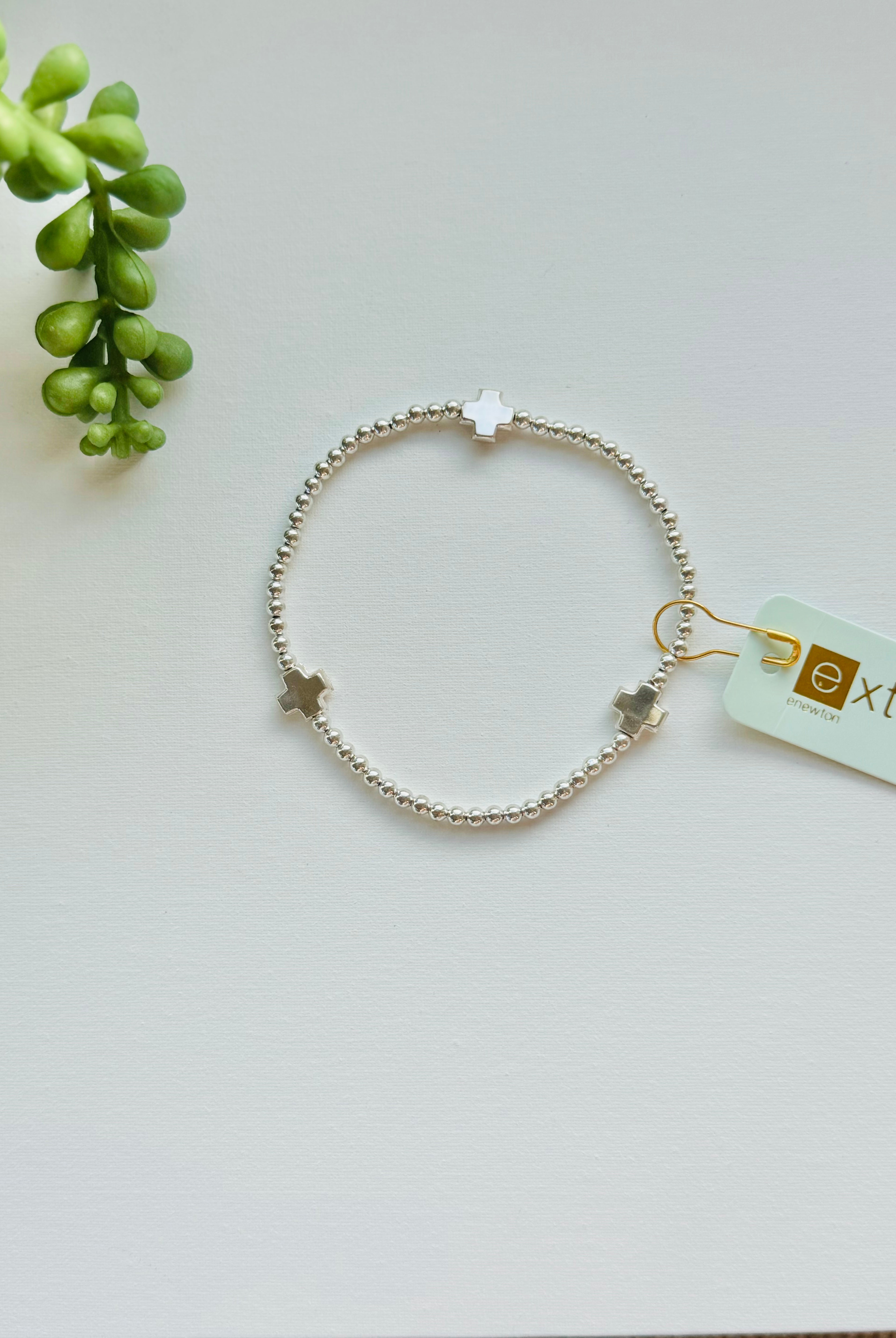 EXTENDS 3mm Silver Signature Cross Bracelet-260 eNewton-eNewton-The Lovely Closet, Women's Fashion Boutique in Alexandria, KY