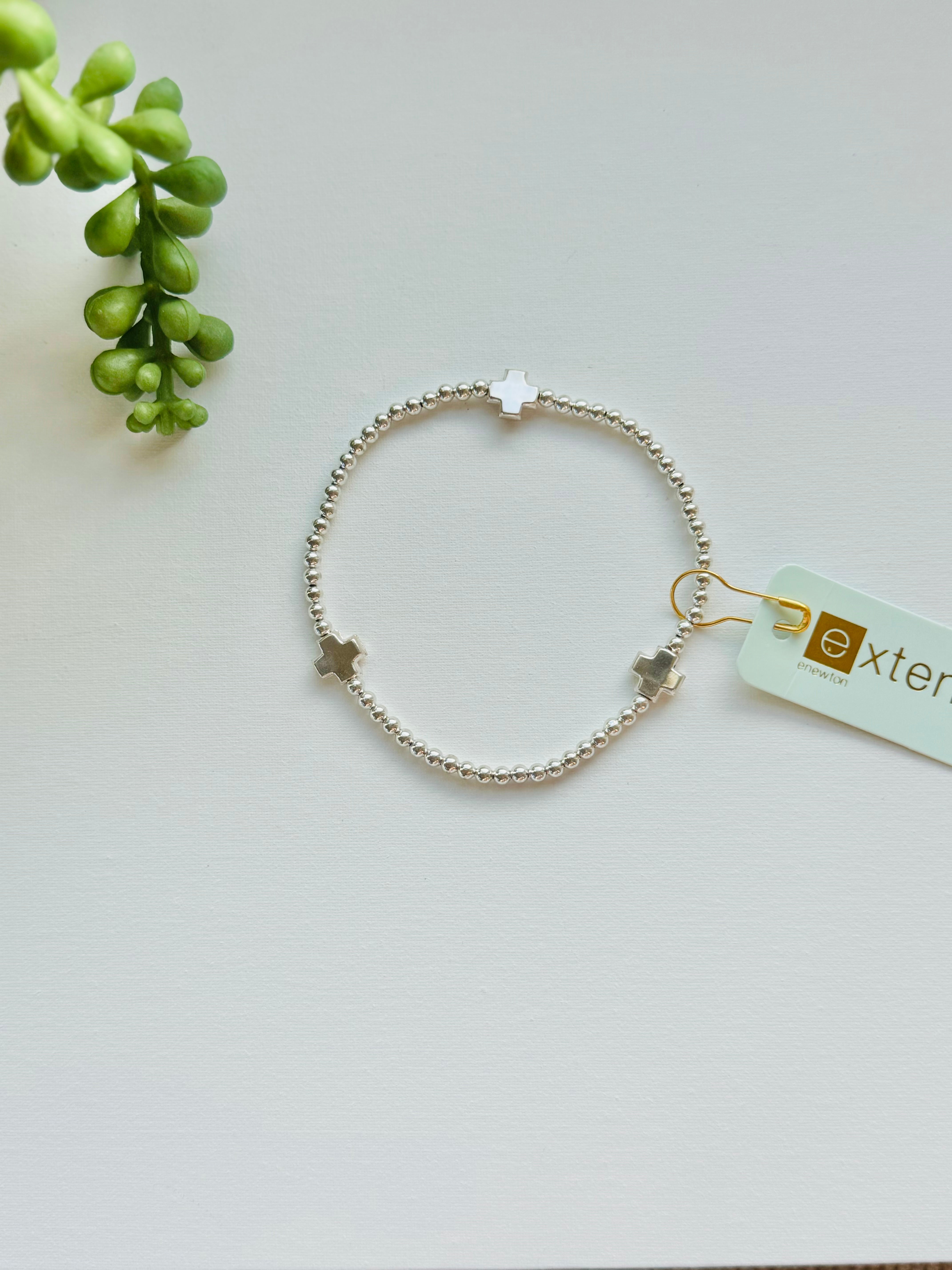 EXTENDS 3mm Silver Signature Cross Bracelet-260 eNewton-eNewton-The Lovely Closet, Women's Fashion Boutique in Alexandria, KY