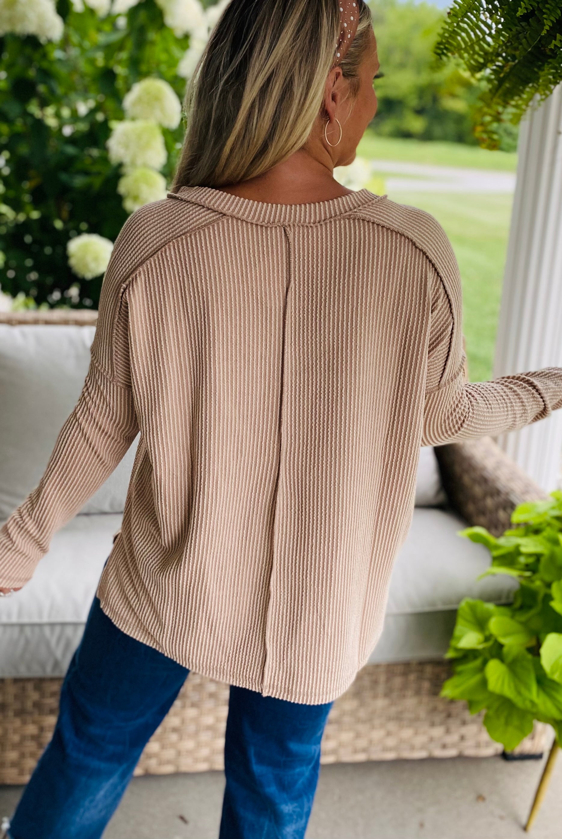 Autumn Days Ribbed Top - Beige-110 Long Sleeve Top-zenana-The Lovely Closet, Women's Fashion Boutique in Alexandria, KY