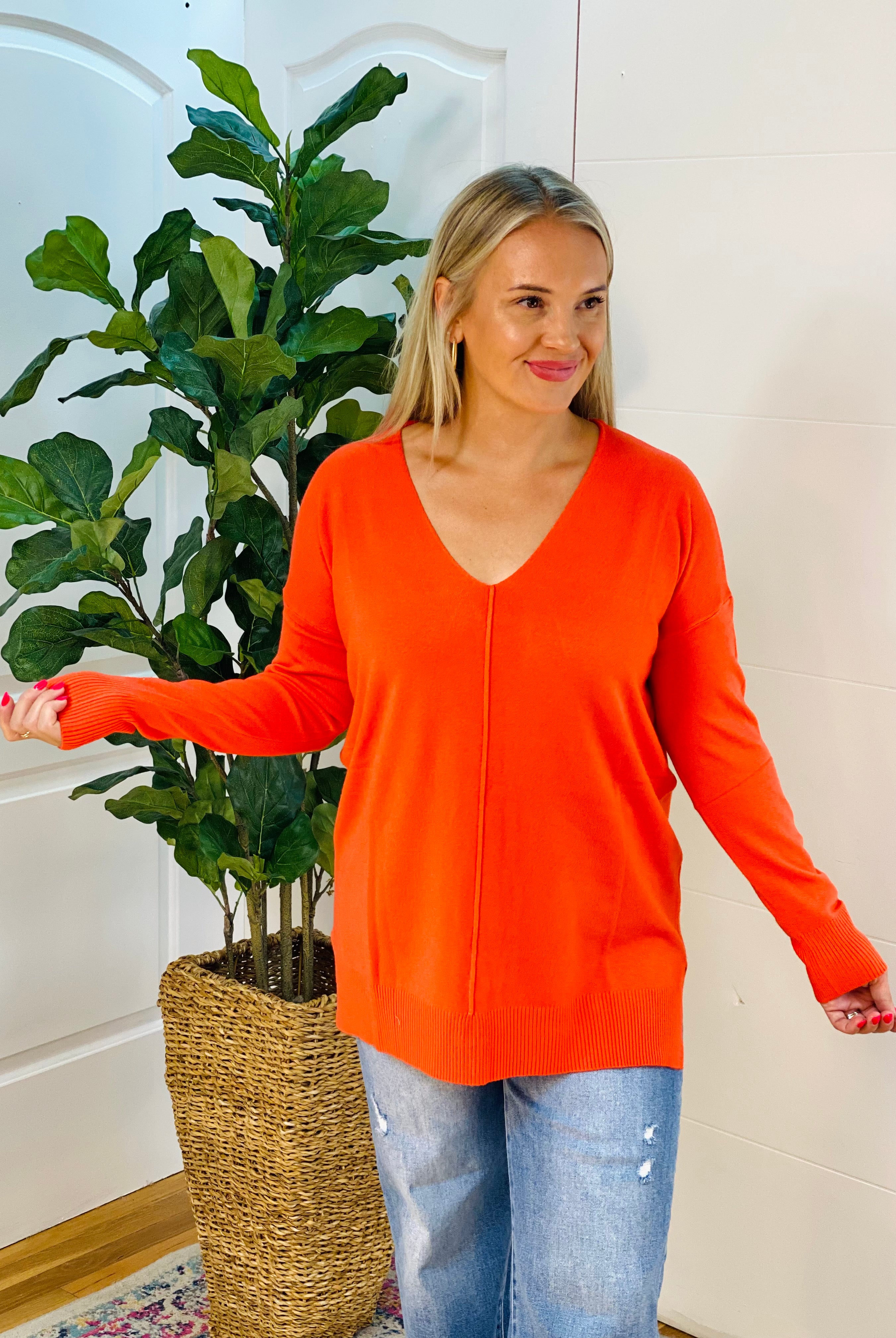Dream Sweater - Burnt Orange-140 Sweaters-zenana-The Lovely Closet, Women's Fashion Boutique in Alexandria, KY