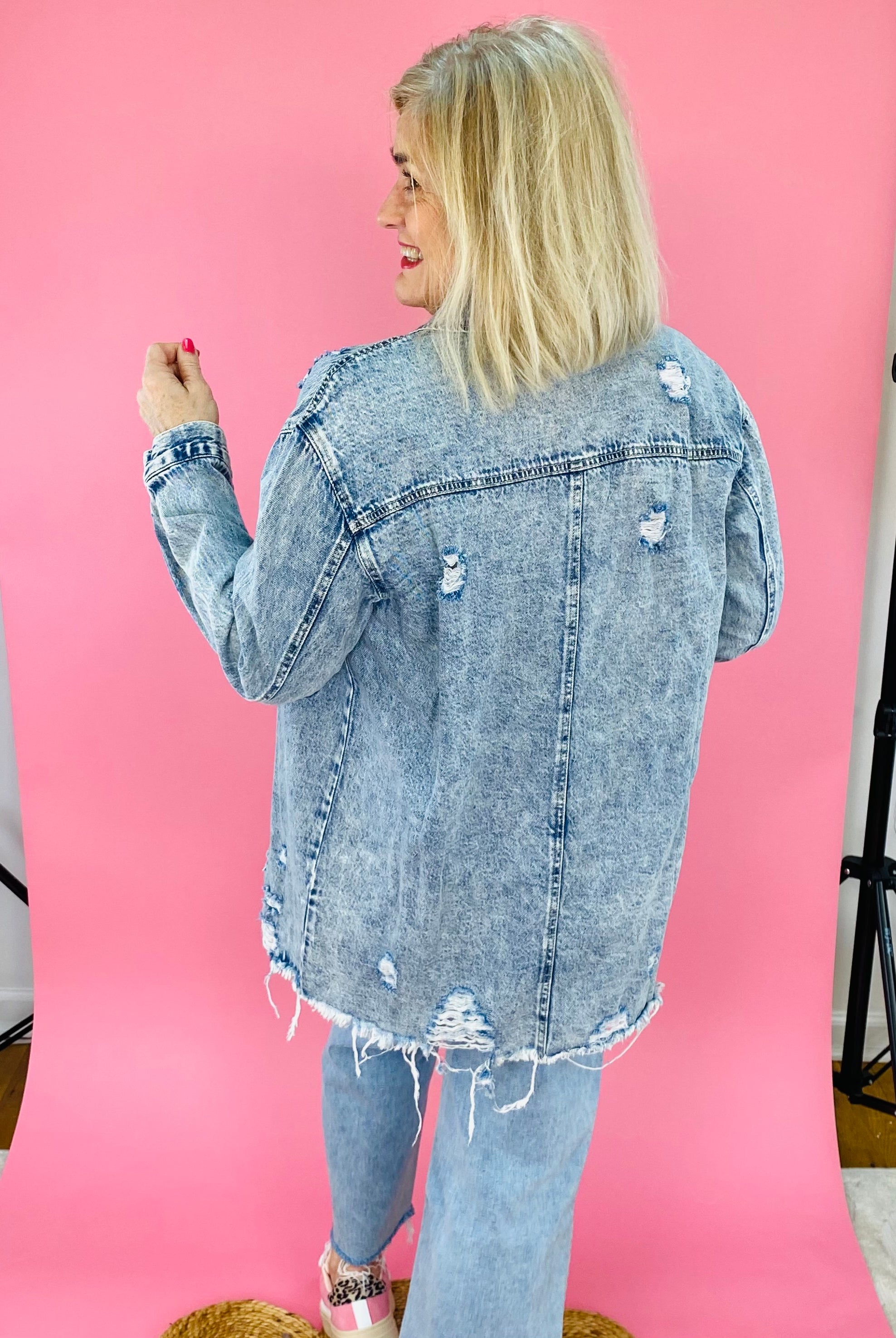 Risen Now or Never Distressed Shirt-110 Long Sleeve Top-Risen-The Lovely Closet, Women's Fashion Boutique in Alexandria, KY