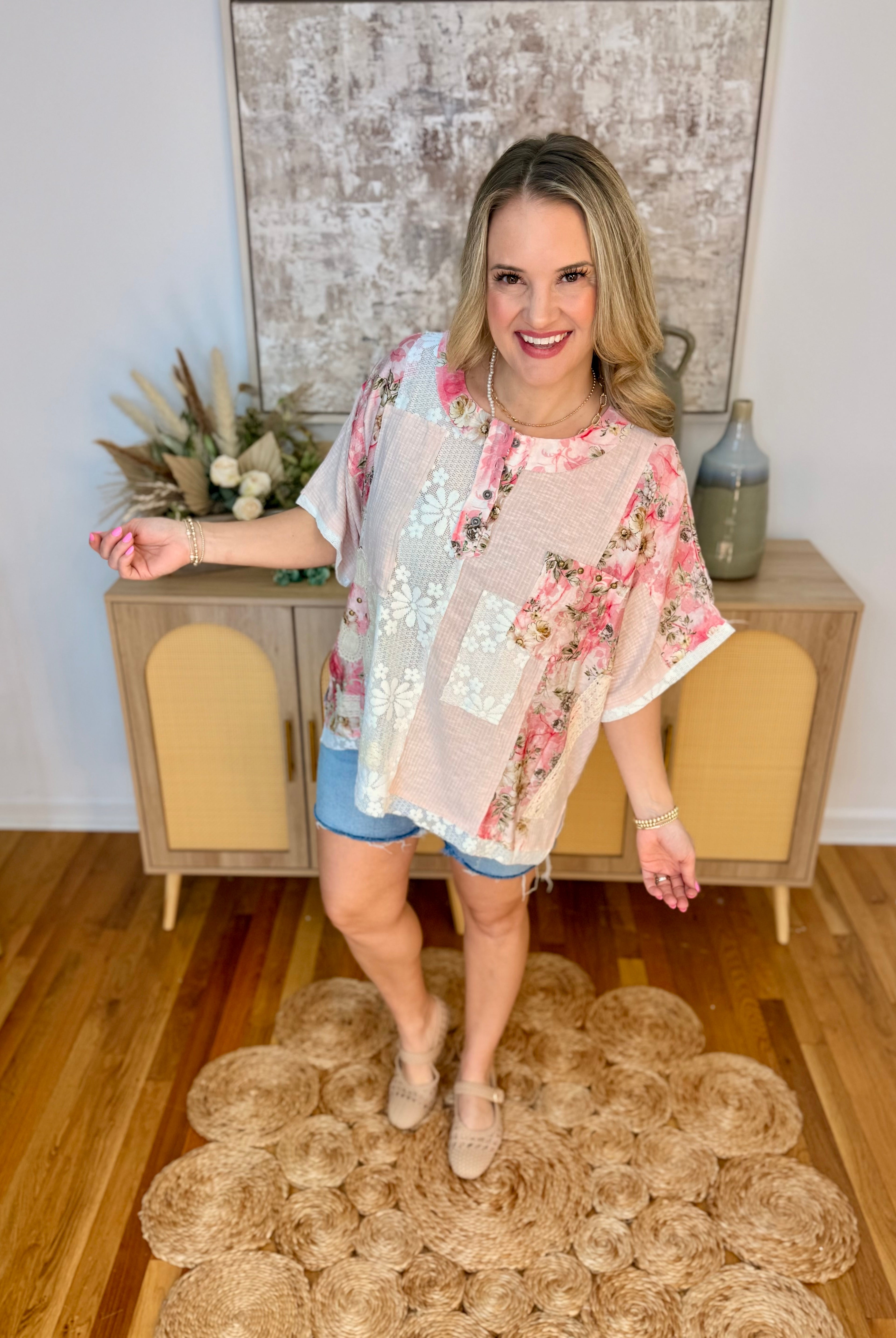 Floral Frenzy Top-100 Short Sleeve Tops-Pol Clothing-The Lovely Closet, Women's Fashion Boutique in Alexandria, KY