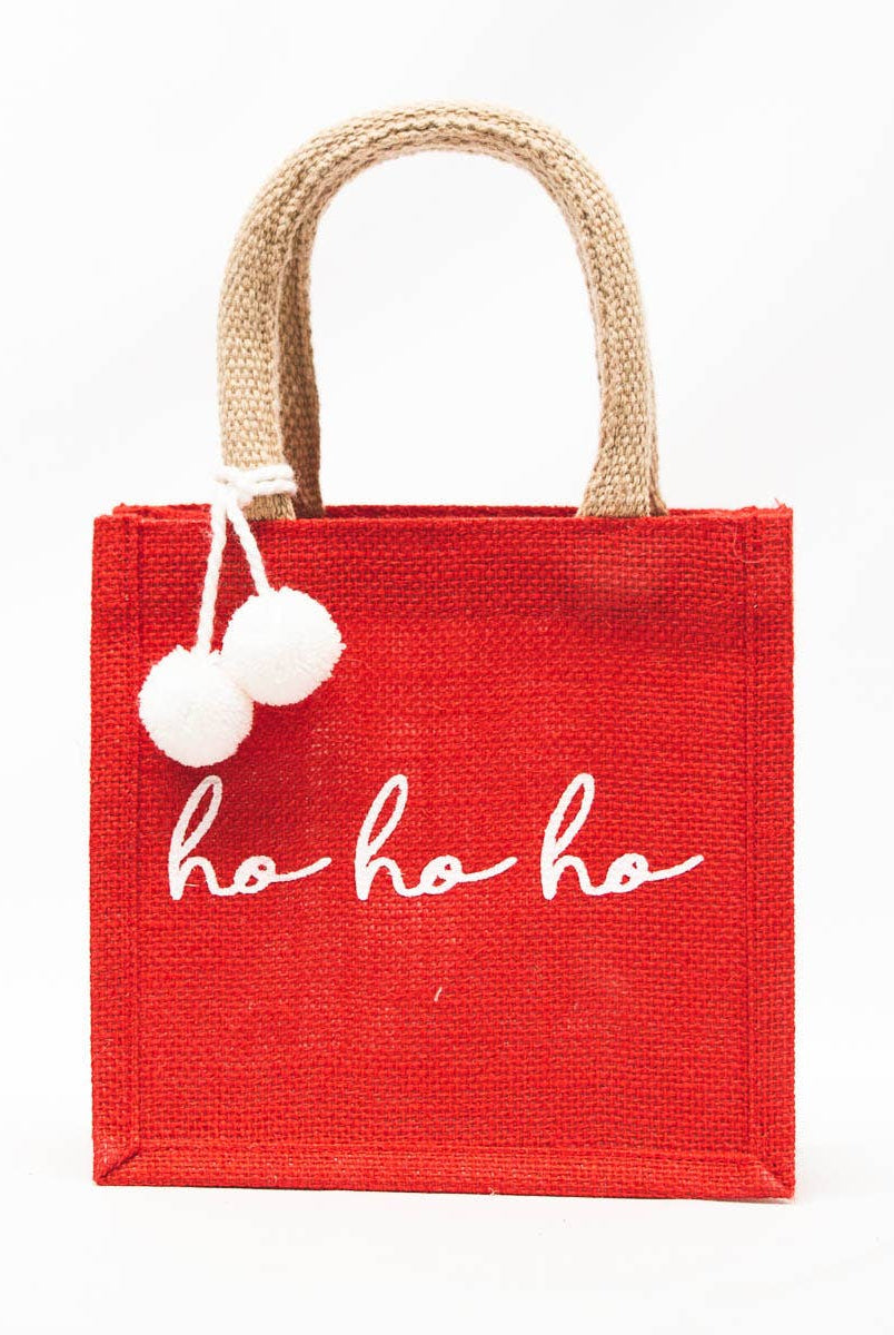 HoHoHo Petite Gift Tote Red/White-Tote Bags-The Royal Standard-The Lovely Closet, Women's Fashion Boutique in Alexandria, KY