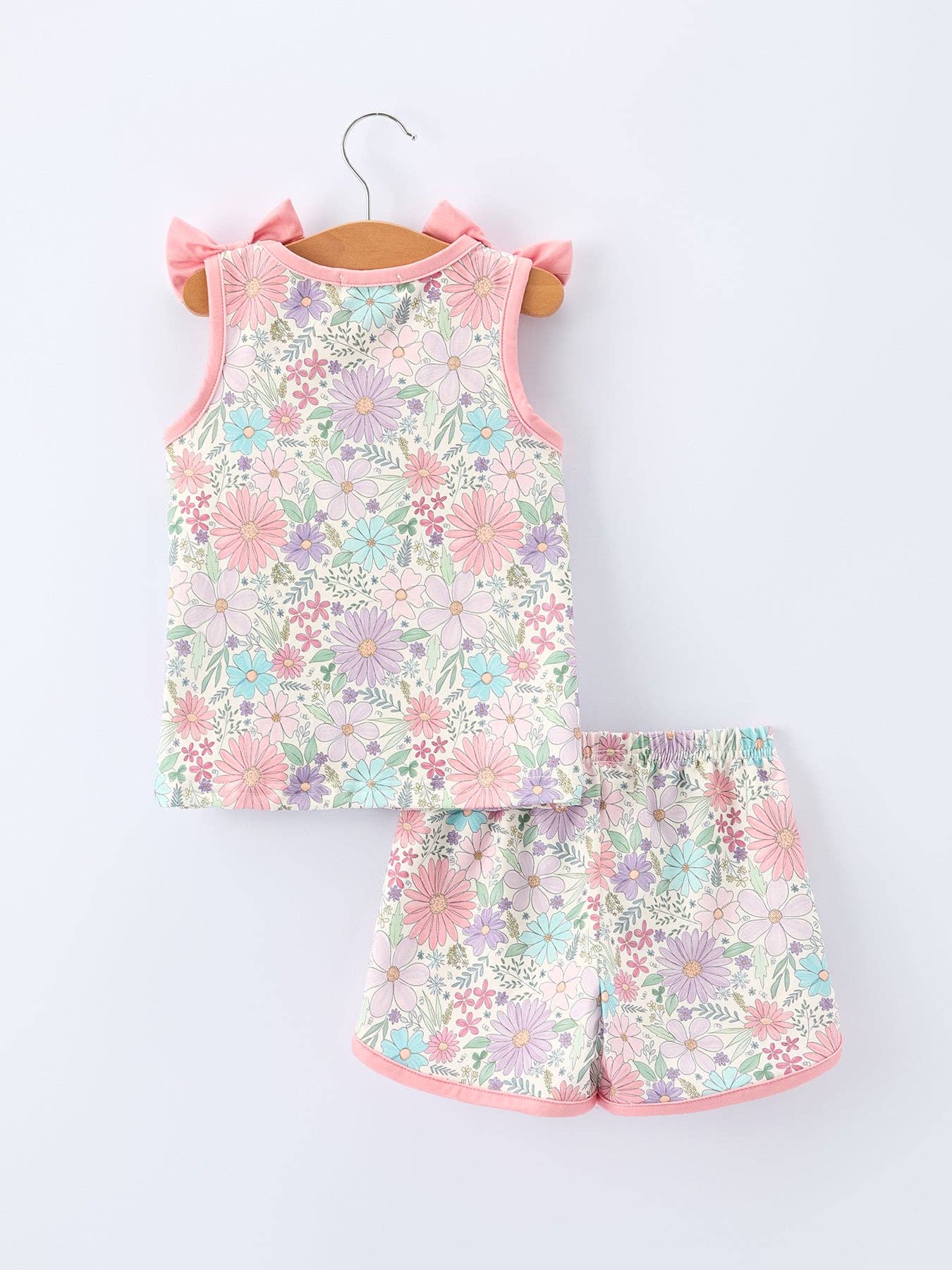 Girls Pink Floral Sleeveless Top/Shorts Set-360 Carolines Closet-Rylee Faith Designs-The Lovely Closet, Women's Fashion Boutique in Alexandria, KY