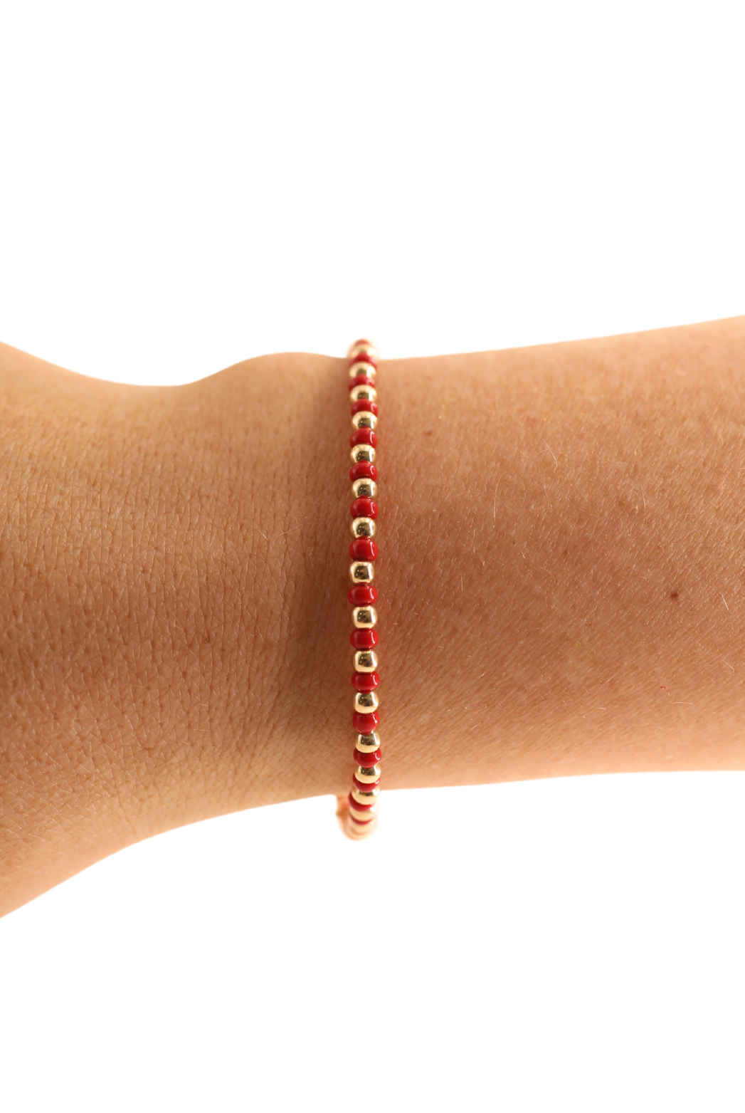 Crimson Red Demi Bracelet: Gold / Extended 7.25 inch-bracelet-Beaded Blondes-The Lovely Closet, Women's Fashion Boutique in Alexandria, KY