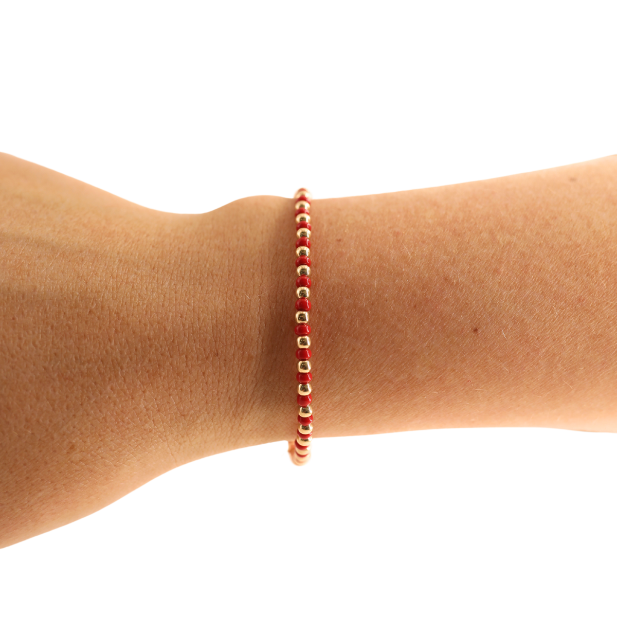 Crimson Red Demi Bracelet: Gold / Extended 7.25 inch-bracelet-Beaded Blondes-The Lovely Closet, Women's Fashion Boutique in Alexandria, KY