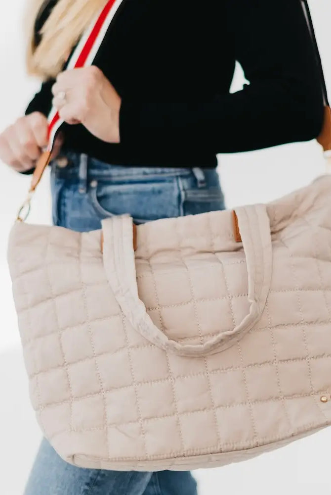 *Pre-Order* Day Dreamer Quilted Tote Bag-290 Bag/Handbags-Pretty Simple-The Lovely Closet, Women's Fashion Boutique in Alexandria, KY