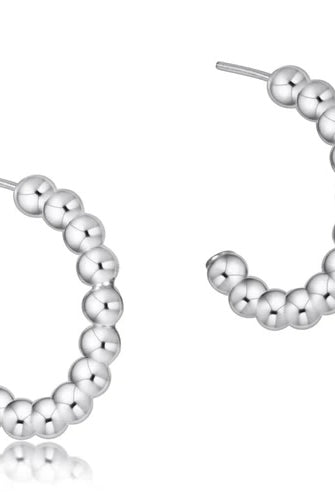 Beaded Classic 1" Hoop Sterling 3mm-260 eNewton-eNewton-The Lovely Closet, Women's Fashion Boutique in Alexandria, KY