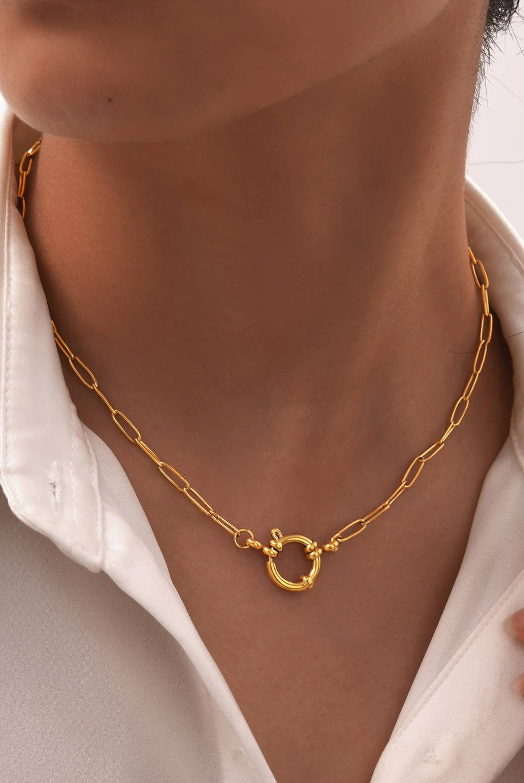 Hypoallergenic Circle Pendant Necklace-280 Accessories-JOSSLYN by wall to wall-The Lovely Closet, Women's Fashion Boutique in Alexandria, KY