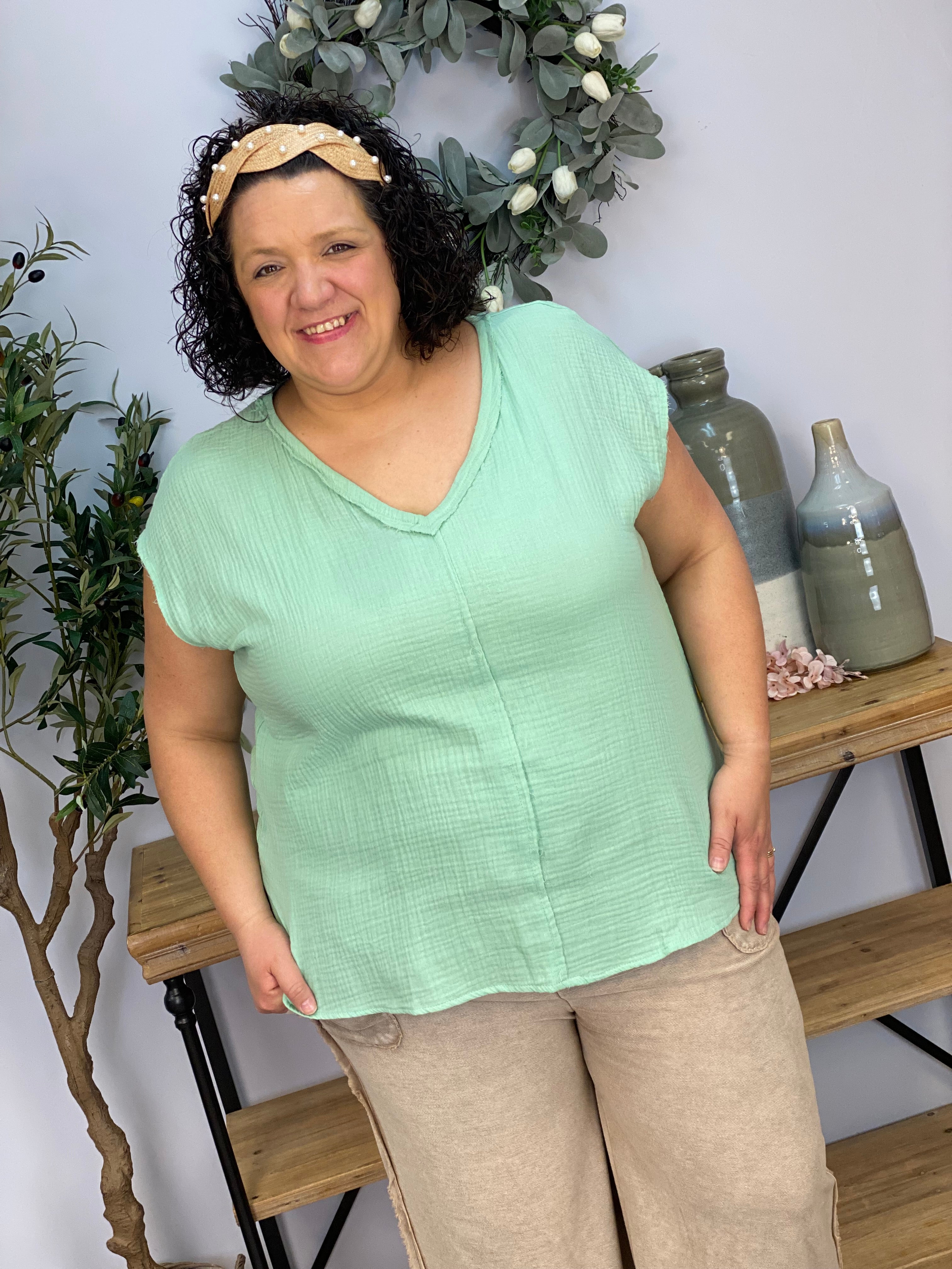 Simple Summer Gauze Top-100 Short Sleeve Tops-The Lovely Closet-The Lovely Closet, Women's Fashion Boutique in Alexandria, KY