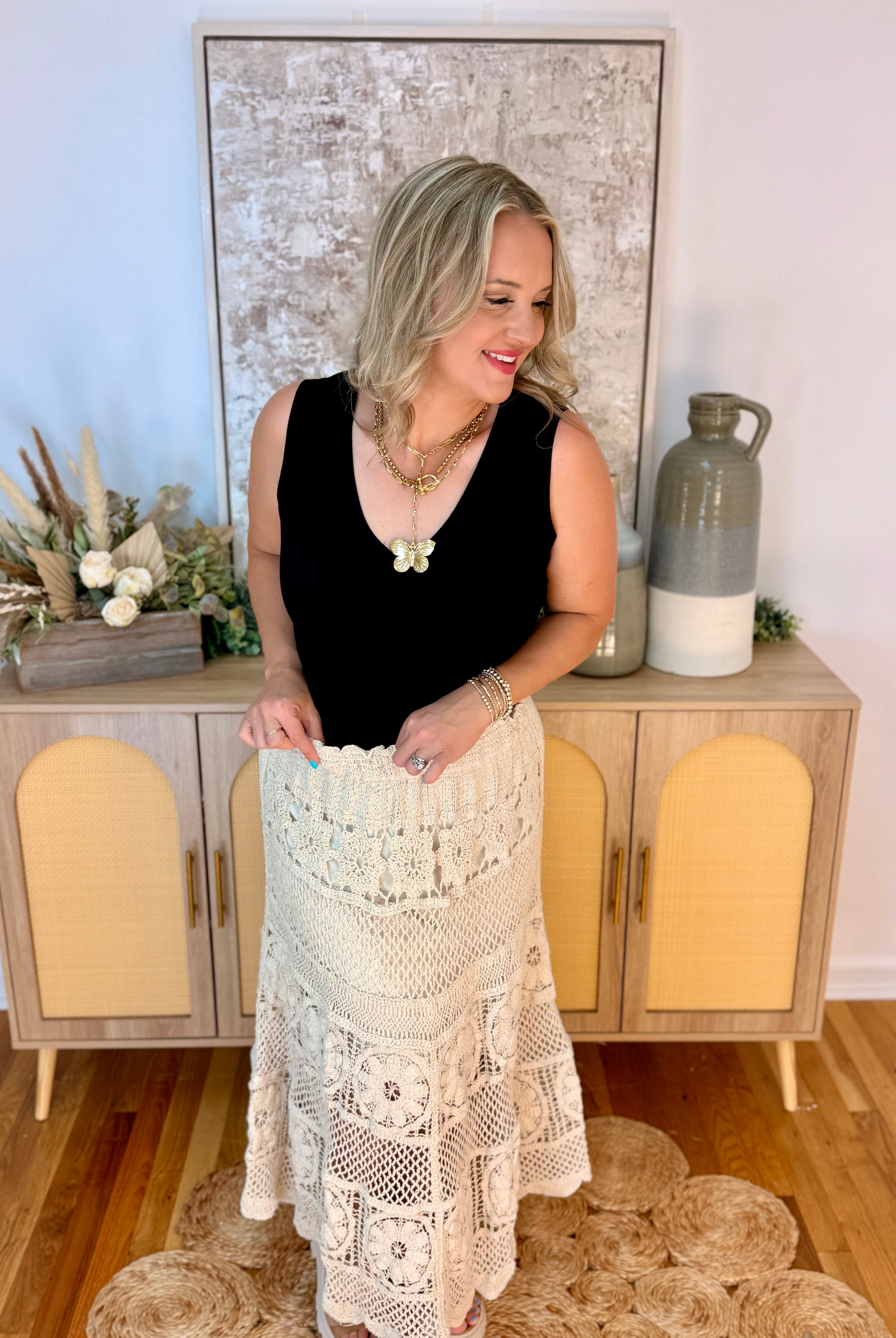 Sandy Toes Midi Skirt-230 Skirts/Shorts-Doe and Rae-The Lovely Closet, Women's Fashion Boutique in Alexandria, KY