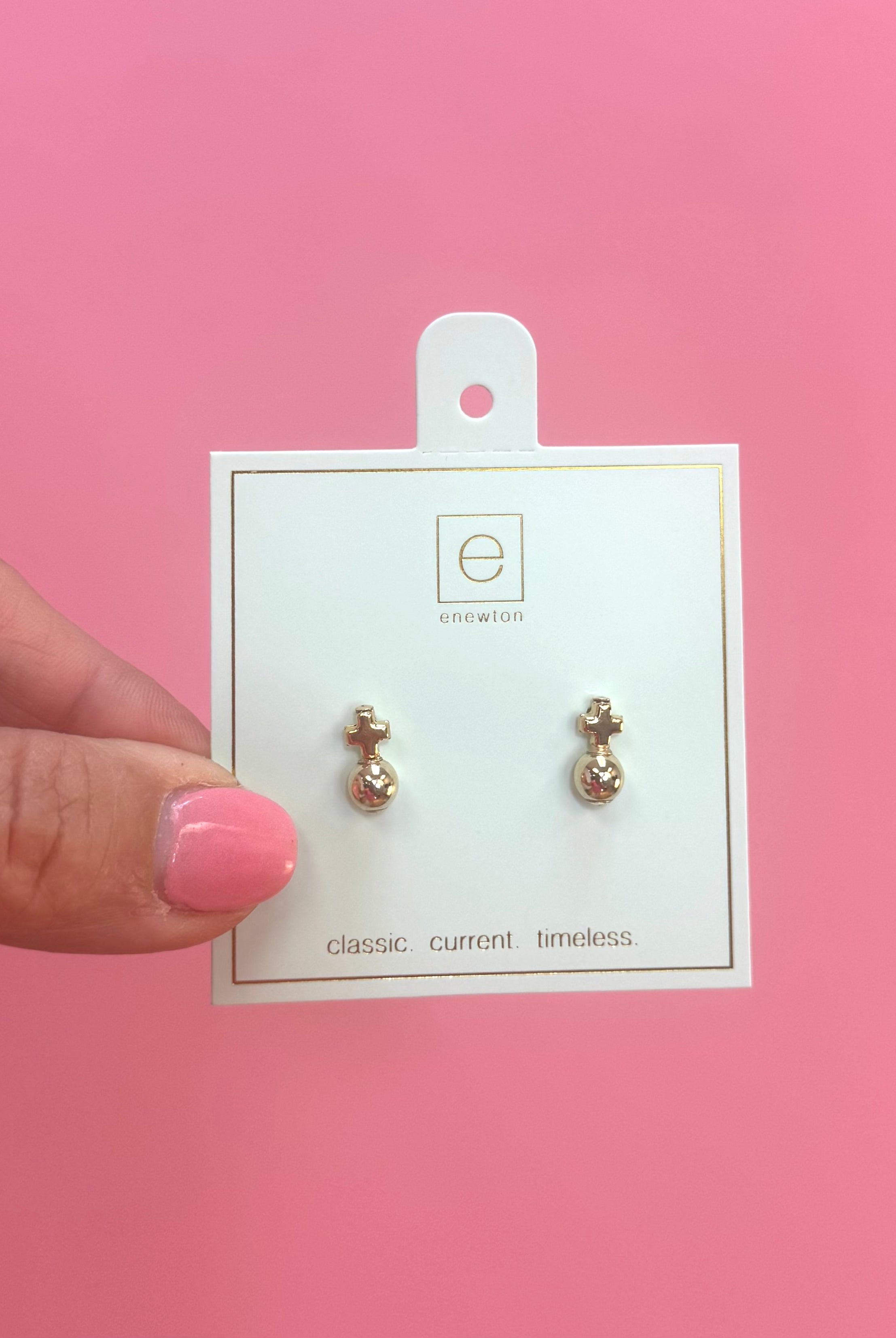 Signature Cross Small Gold Stud - Gold-260 eNewton-eNewton-The Lovely Closet, Women's Fashion Boutique in Alexandria, KY