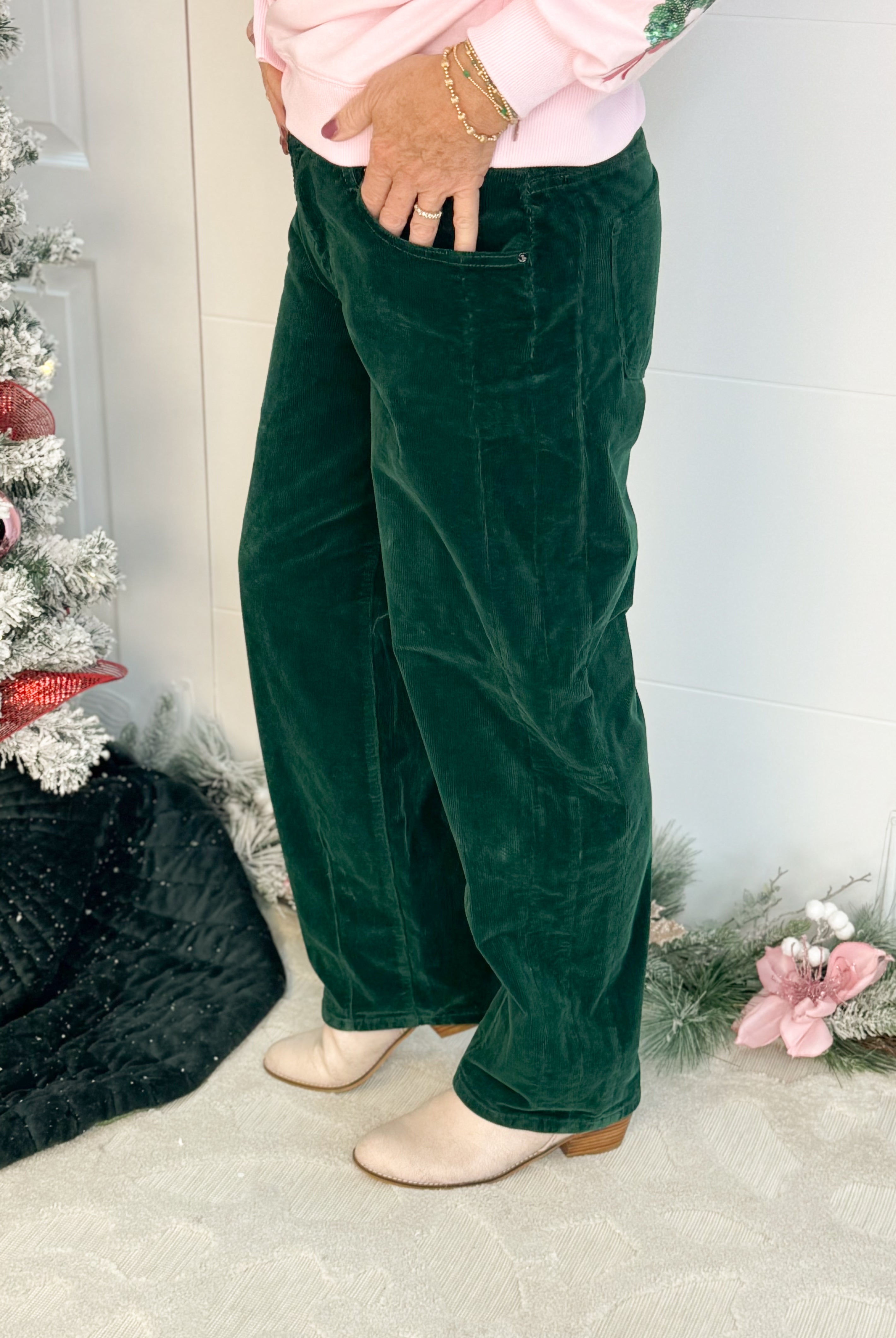 Risen High Rise Crop Barrel Leg Corduroy Pants-210 Jeans-Risen-The Lovely Closet, Women's Fashion Boutique in Alexandria, KY