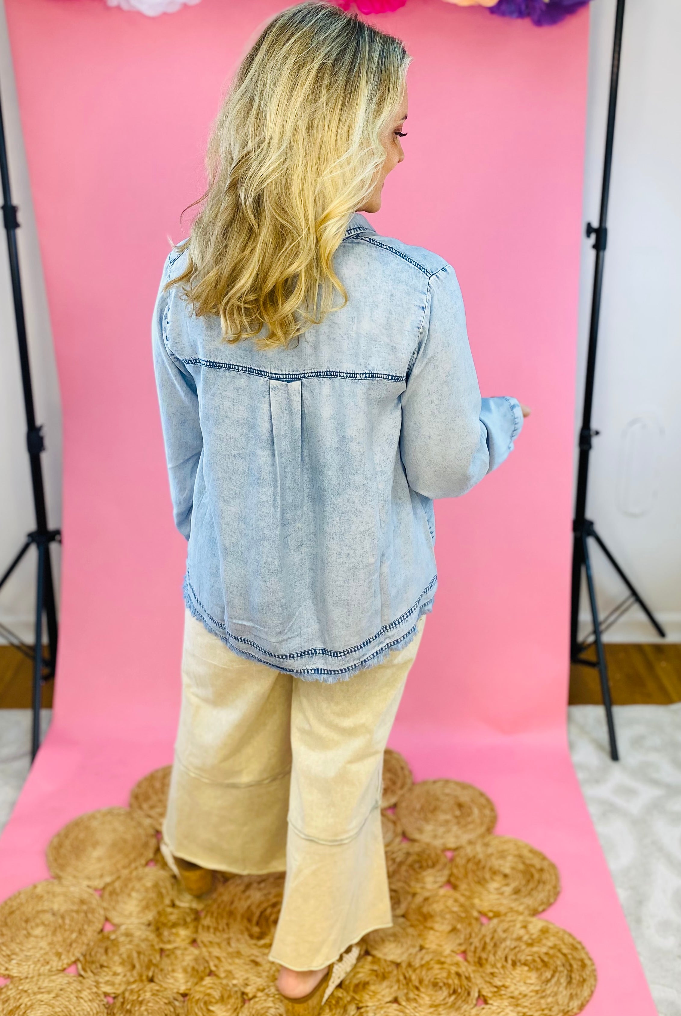 Cool Breeze Denim Pullover-110 Long Sleeve Top-Doe and Rae-The Lovely Closet, Women's Fashion Boutique in Alexandria, KY