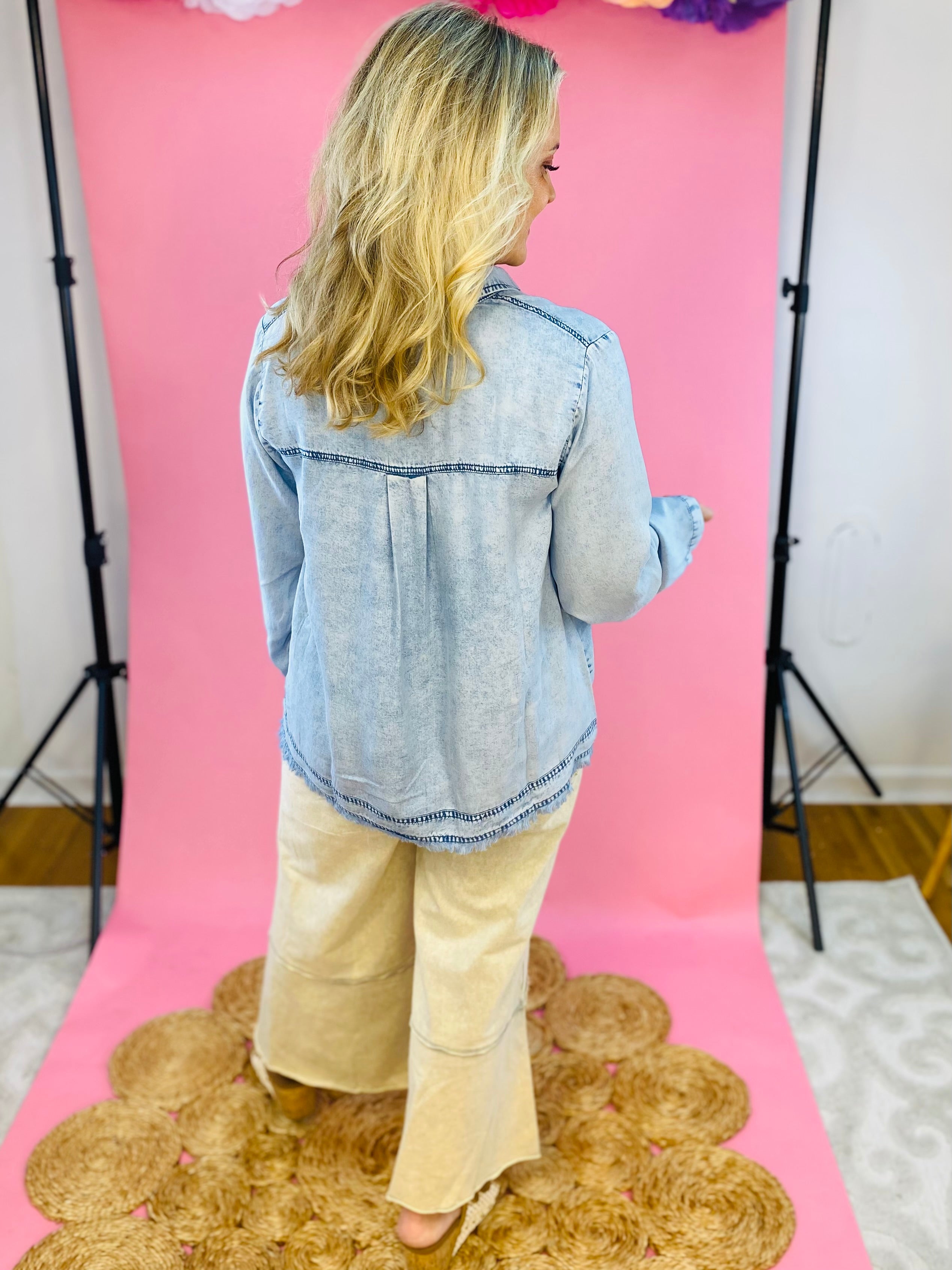Cool Breeze Denim Pullover-110 Long Sleeve Top-Doe and Rae-The Lovely Closet, Women's Fashion Boutique in Alexandria, KY