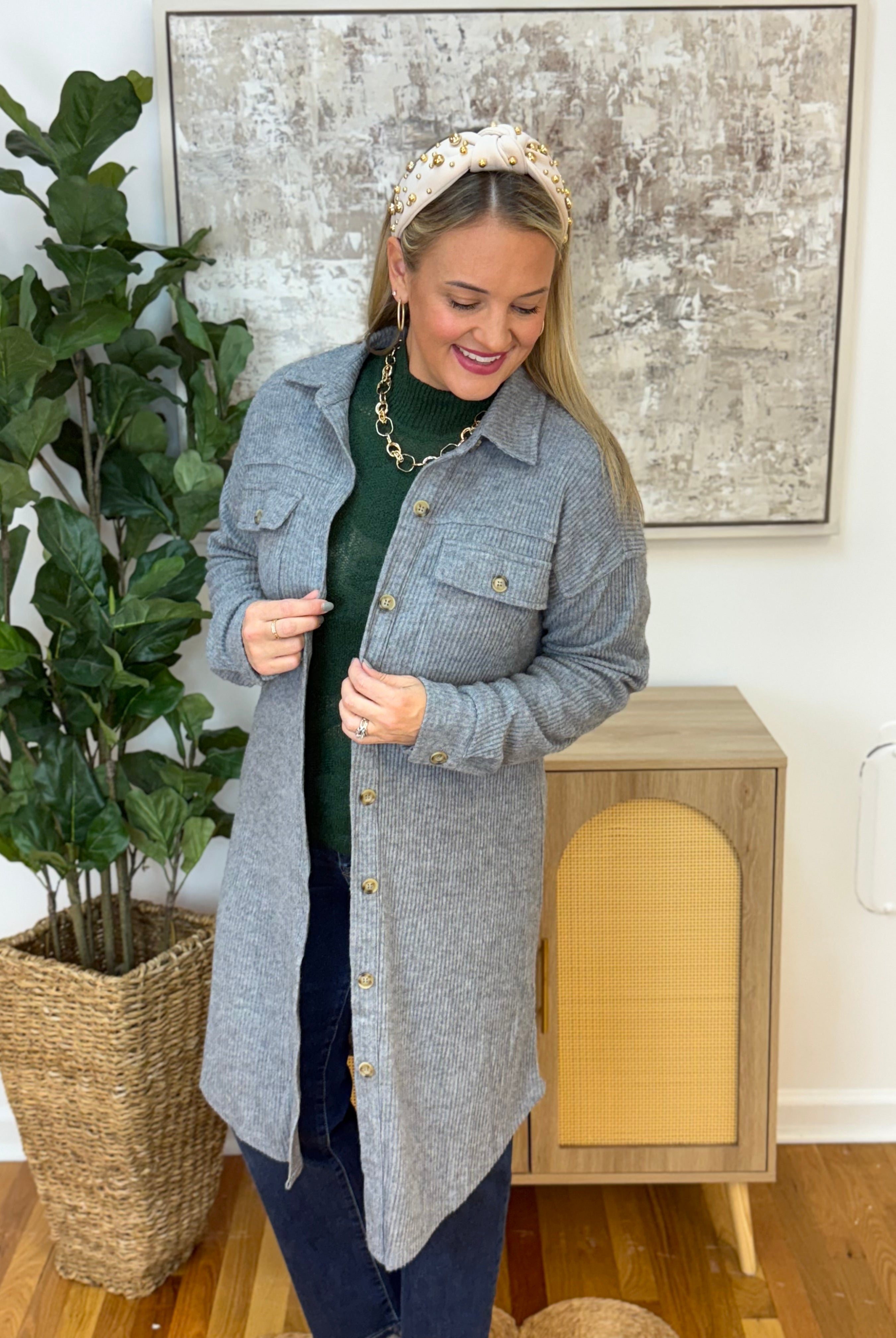 DUSTER KNIT SHACKET-170 Jackets/Outerwear-Doe and Rae-The Lovely Closet, Women's Fashion Boutique in Alexandria, KY