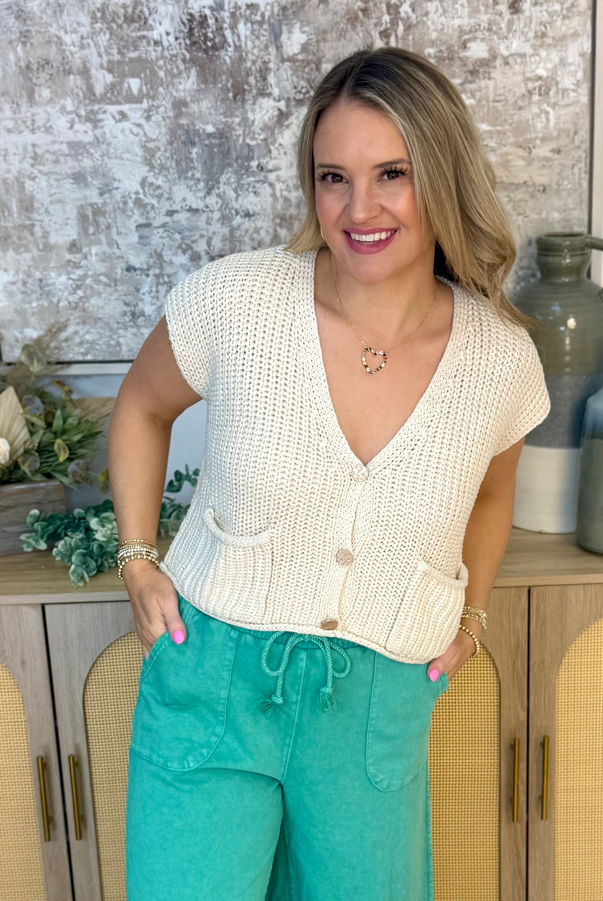 Chill Out Chunky Knit Sweater Vest-120 Sleeveless Tops-Doe and Rae-The Lovely Closet, Women's Fashion Boutique in Alexandria, KY