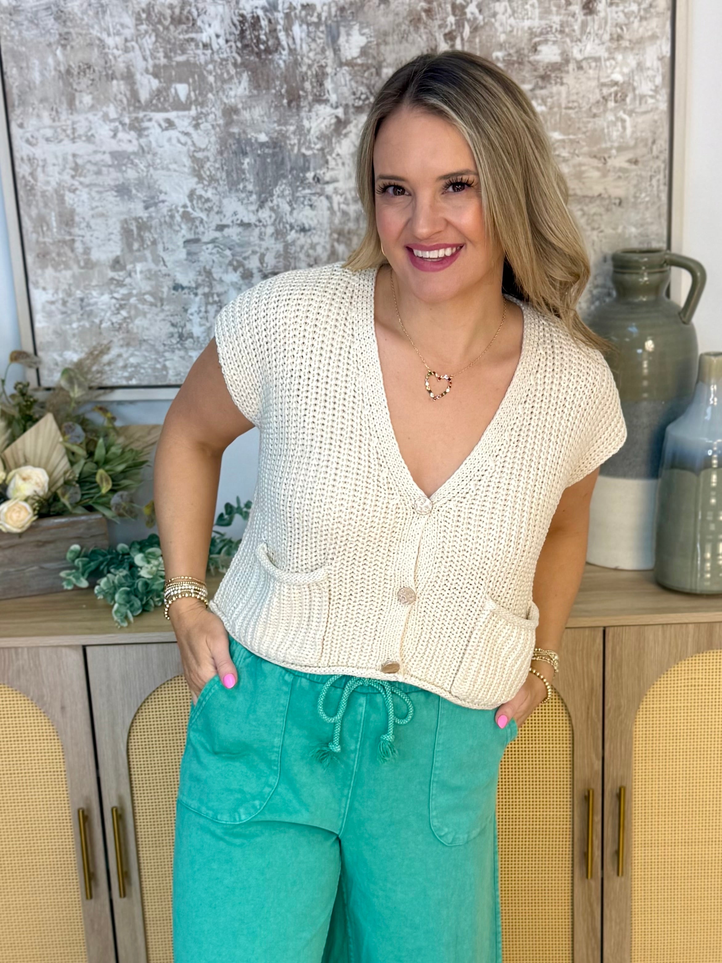 Chill Out Chunky Knit Sweater Vest-120 Sleeveless Tops-Doe and Rae-The Lovely Closet, Women's Fashion Boutique in Alexandria, KY