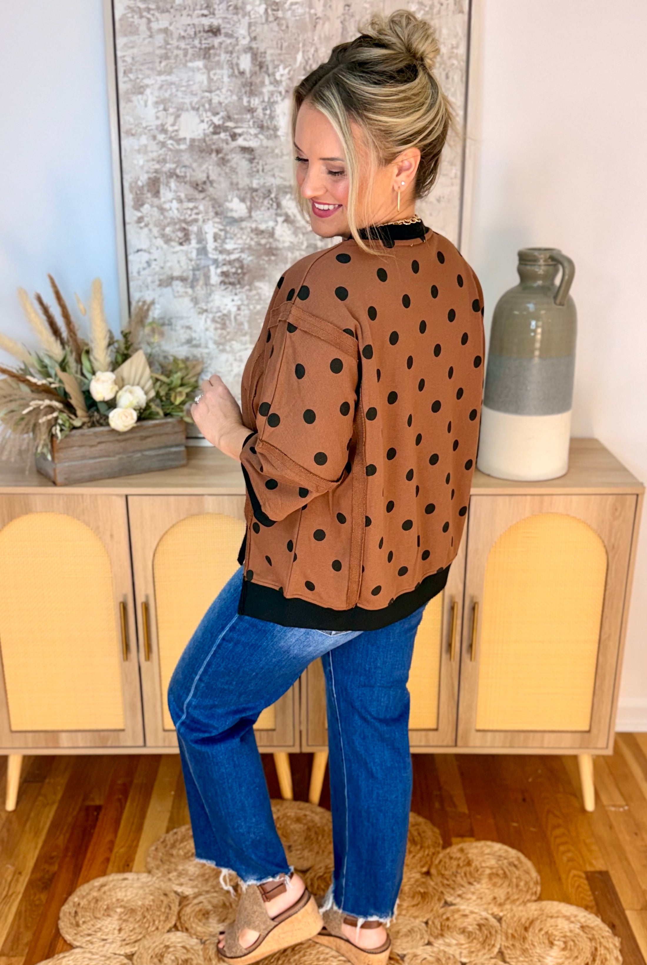 Polka Dot Moment Top-110 Long Sleeve Top-Kori America-The Lovely Closet, Women's Fashion Boutique in Alexandria, KY