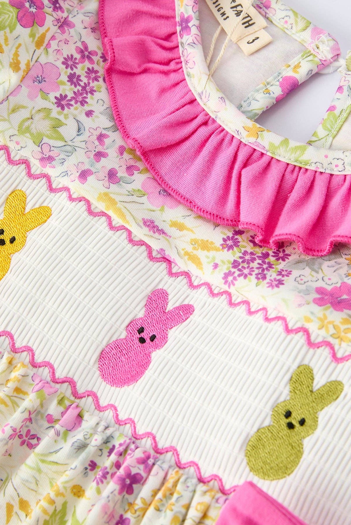 Easter Pink Bunny Embroidered Long Sleeve Dress-360 Carolines Closet-Rylee Faith Designs-The Lovely Closet, Women's Fashion Boutique in Alexandria, KY