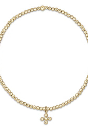 Classic Gold 2mm Beaded Signature Cross Small Gold Charm-260 eNewton-eNewton-The Lovely Closet, Women's Fashion Boutique in Alexandria, KY