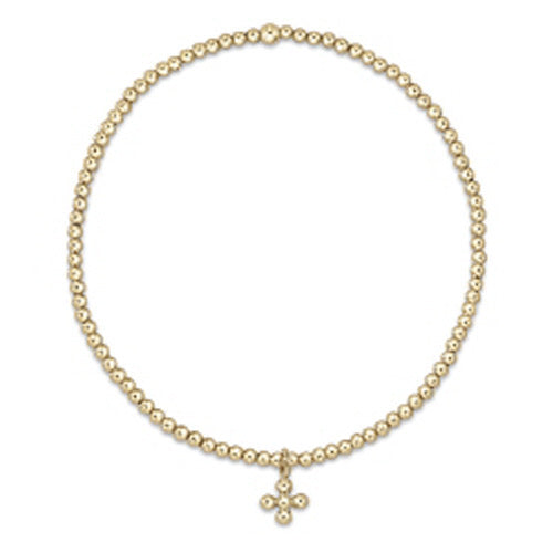 Classic Gold 2mm Beaded Signature Cross Small Gold Charm-260 eNewton-eNewton-The Lovely Closet, Women's Fashion Boutique in Alexandria, KY