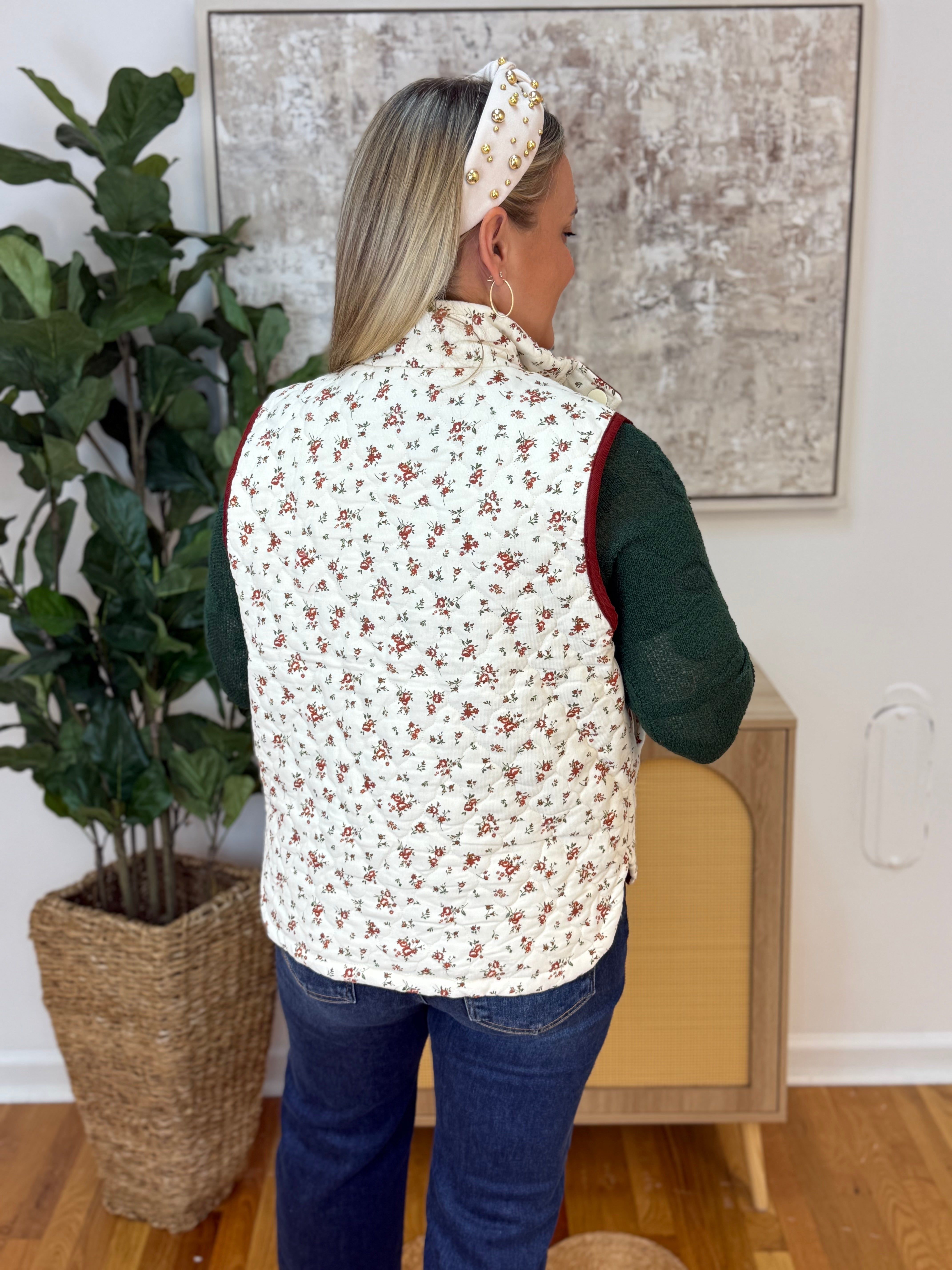 Cranberry Fields Vest-170 Jackets/Outerwear-Blu Pepper-The Lovely Closet, Women's Fashion Boutique in Alexandria, KY