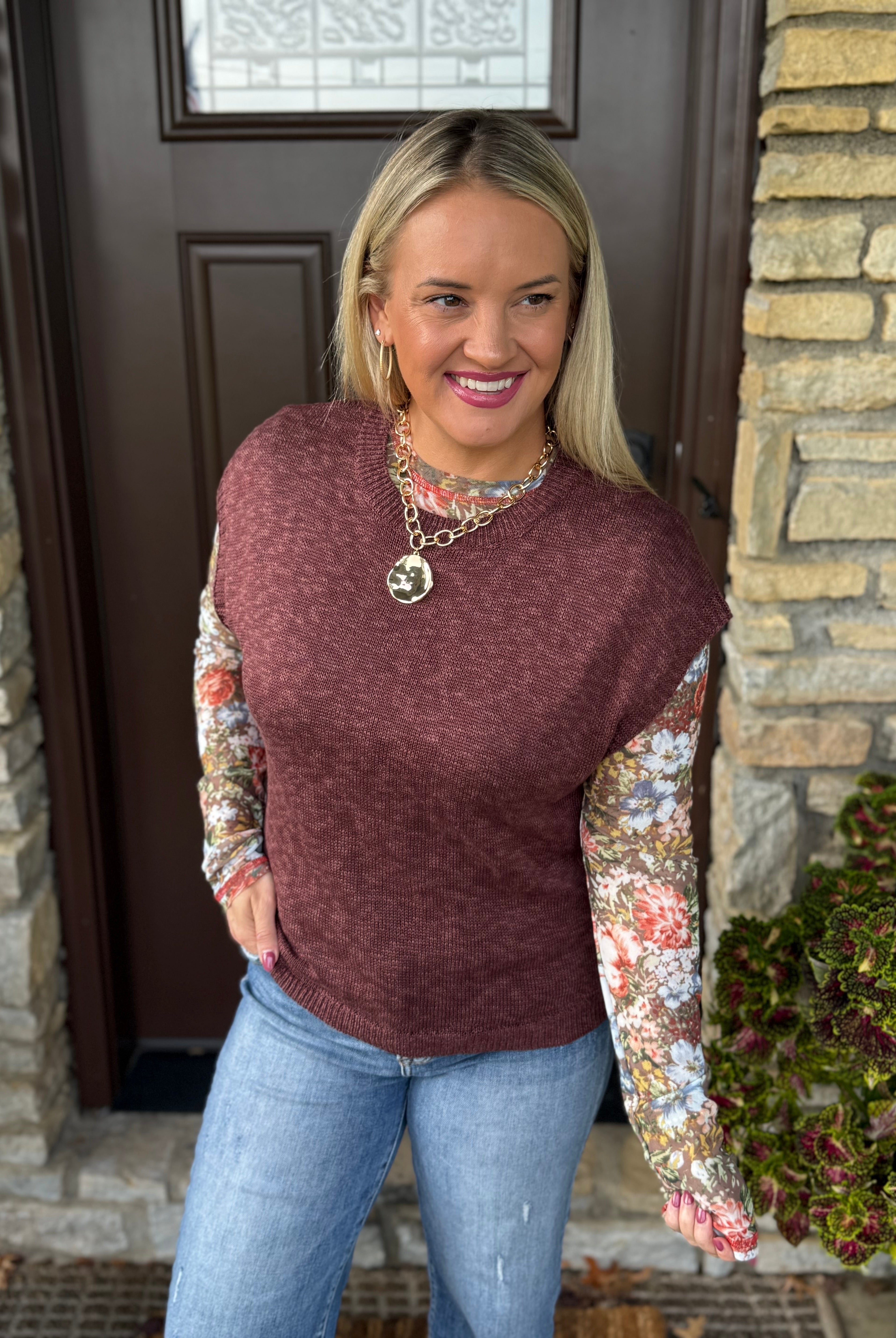 Ready for Fall Knit Top - Brown-100 Short Sleeve Tops-La Miel-The Lovely Closet, Women's Fashion Boutique in Alexandria, KY