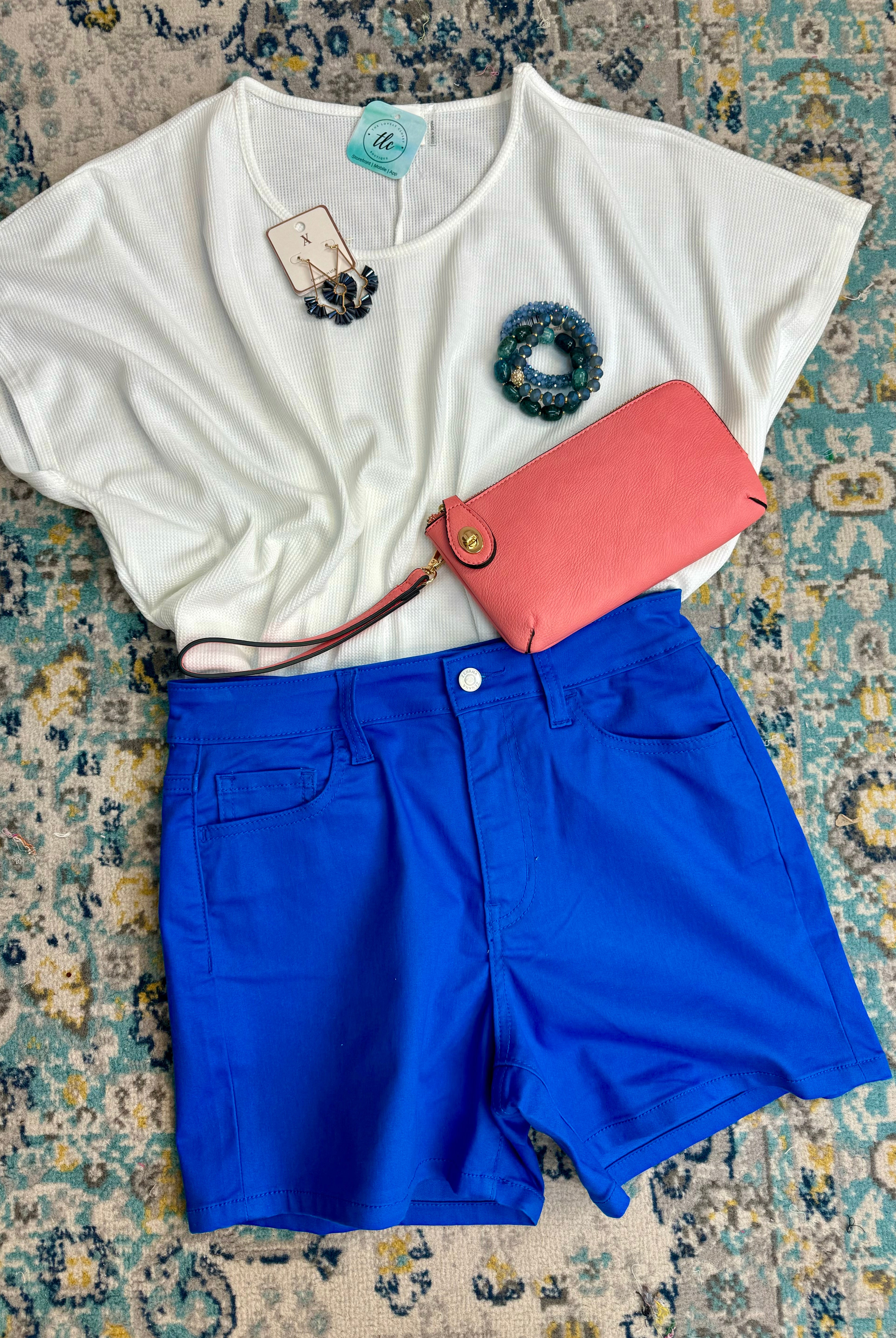 Ocean Blue Shorts-Shorts-The Lovely Closet-The Lovely Closet, Women's Fashion Boutique in Alexandria, KY